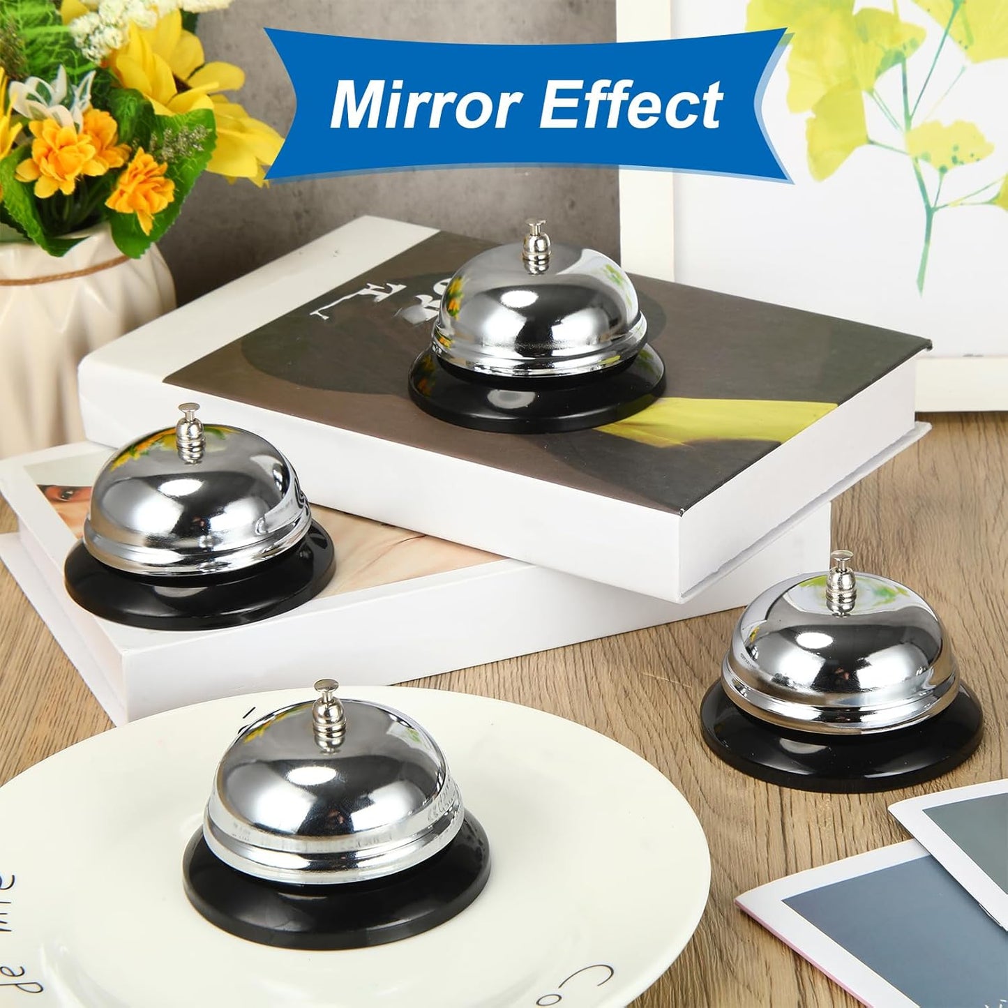 Yexiya 24 Pack Call Bell 3.35 Inch Diameter with Metal Anti-Rust Construction Service Bell for Hotels, Schools, Restaurants, Reception Areas, Hospitals, Warehouses