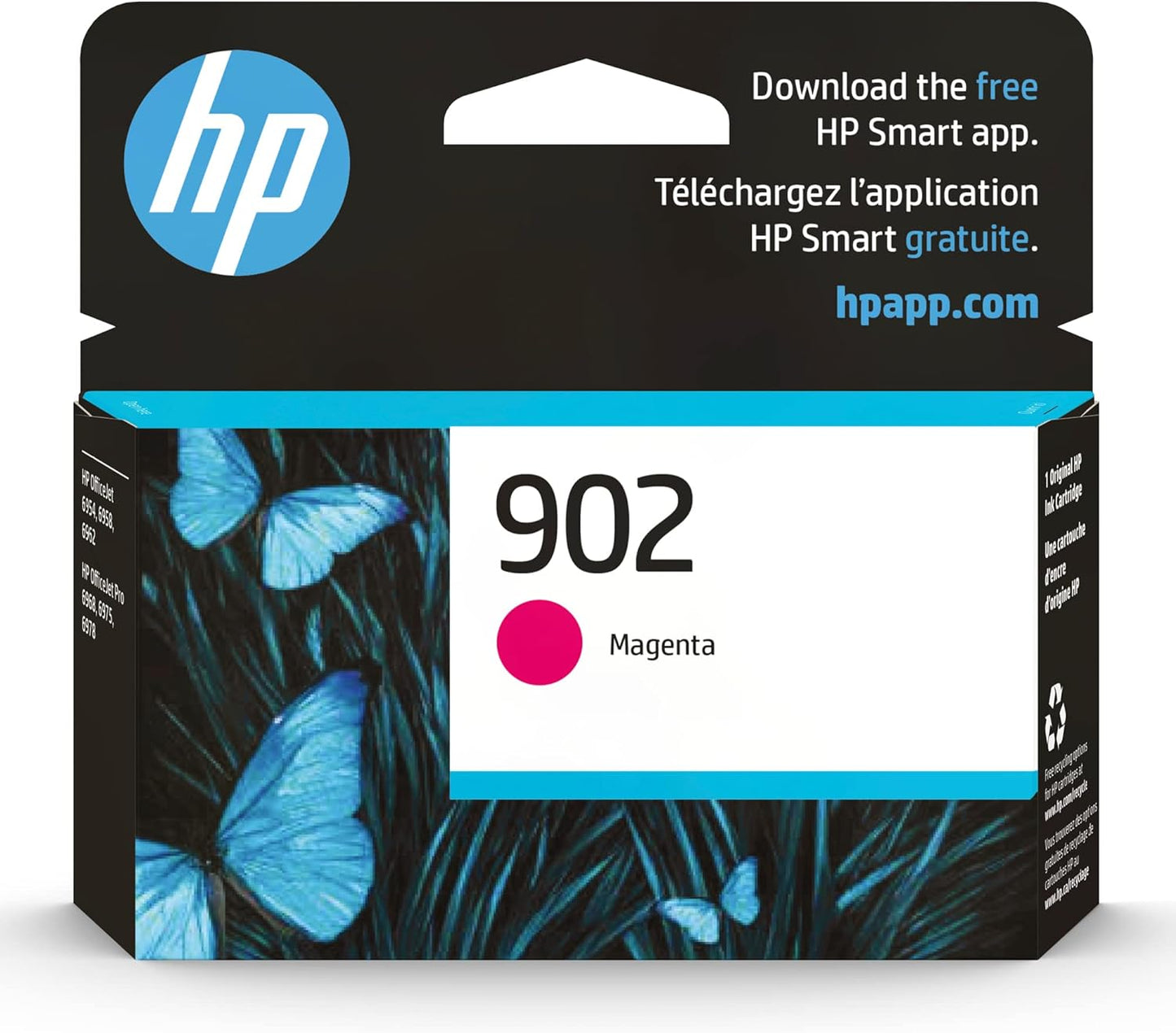 HP 902 Magenta Ink Cartridge | Works with HP OfficeJet 6950, 6960 Series, HP OfficeJet Pro 6960, 6970 Series | Eligible for Instant Ink | T6L90AN