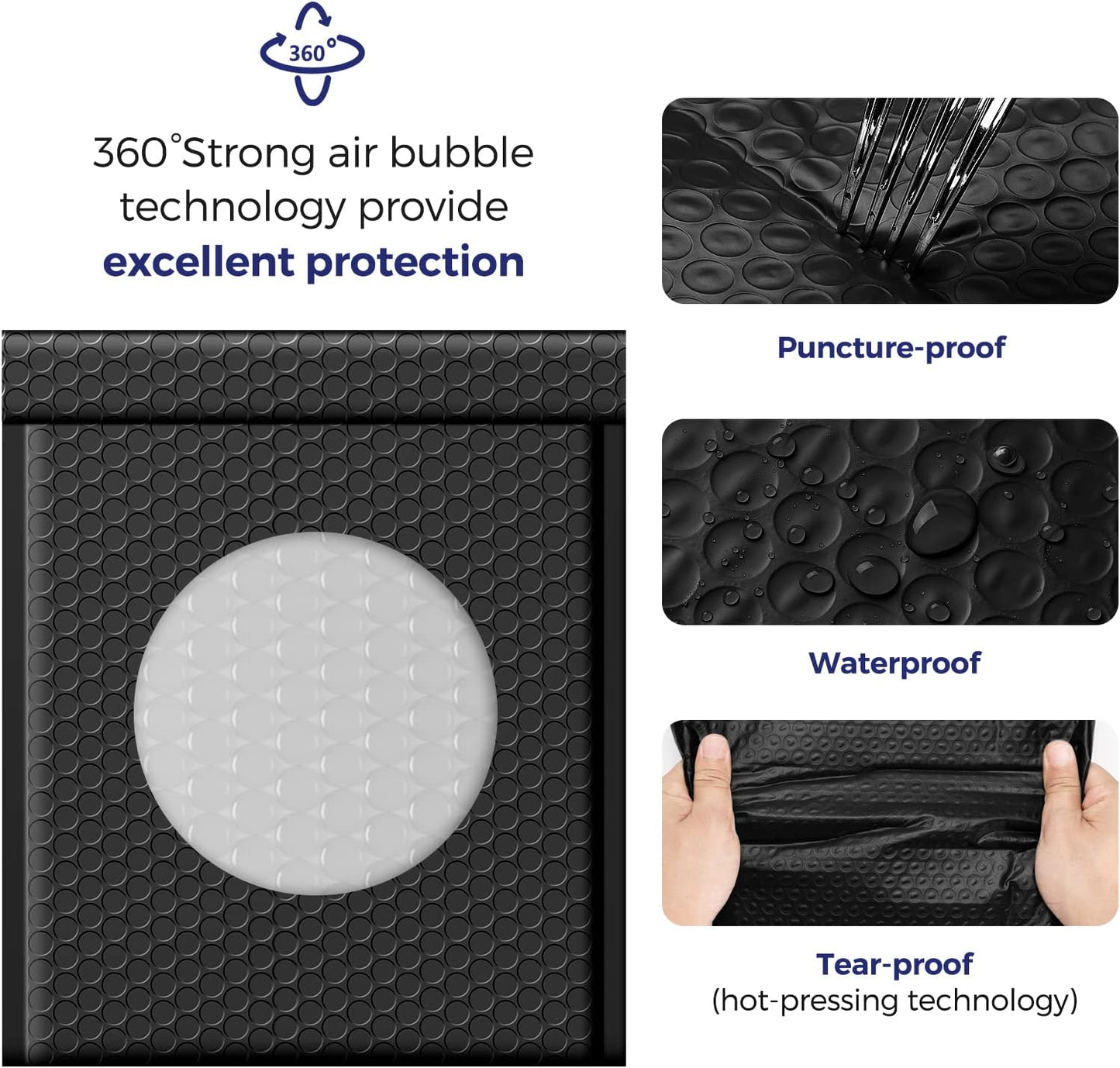 Fuxury Black Bubble Mailers 8.5x12" 40 Pack Medium Padded Envelopes Opaque #2 Bubble Mailer Usable Size 8x11" Thick Padded Mailers for Small Business Mailing Books Clothes Makeup Supplies