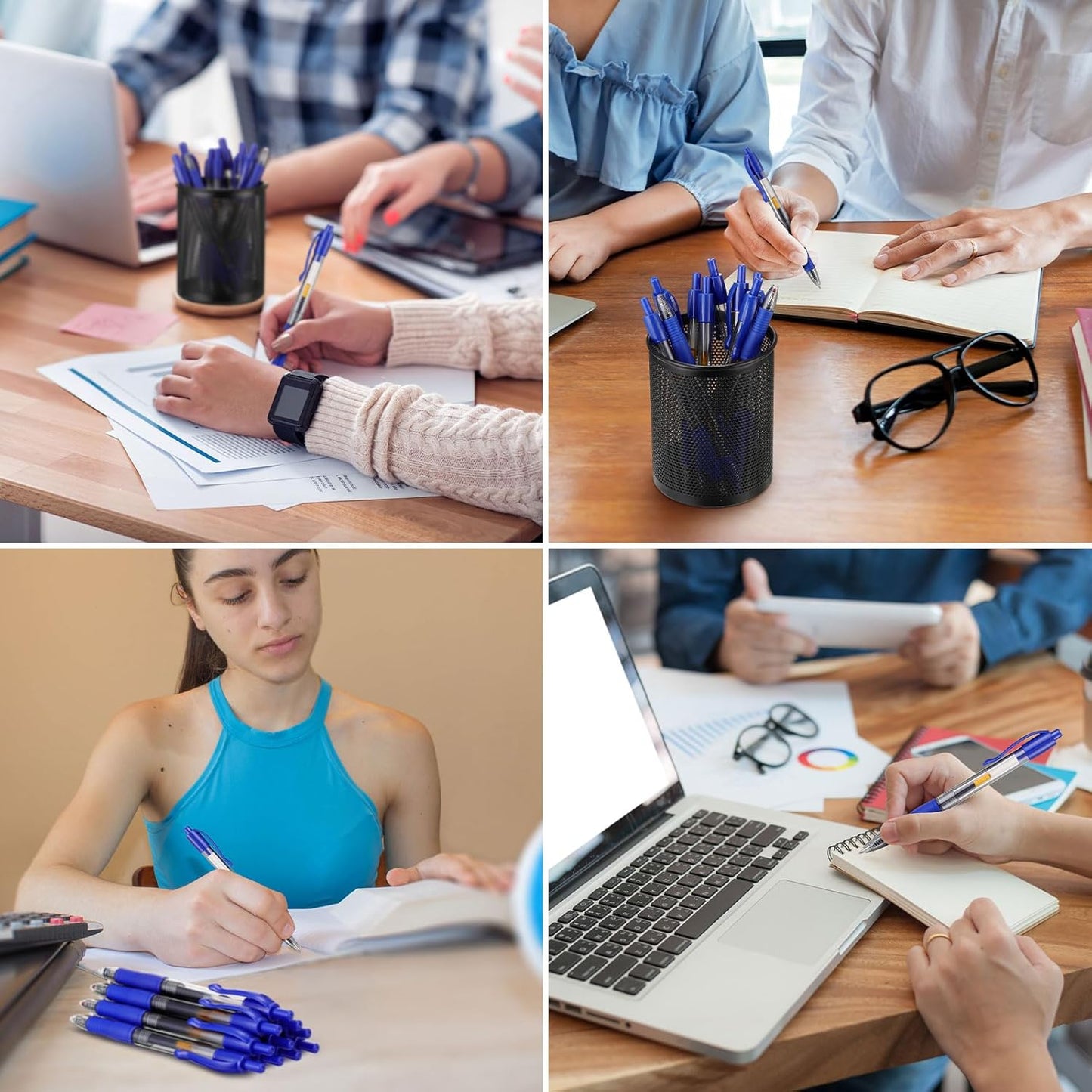 Jetec 500 Pcs Premium Gel Roller Pens Bulk, Fine Point 0.7 mm, Retractable Gel Ink Roller Ball Pens for Writing Journaling Taking Notes Office (Blue)