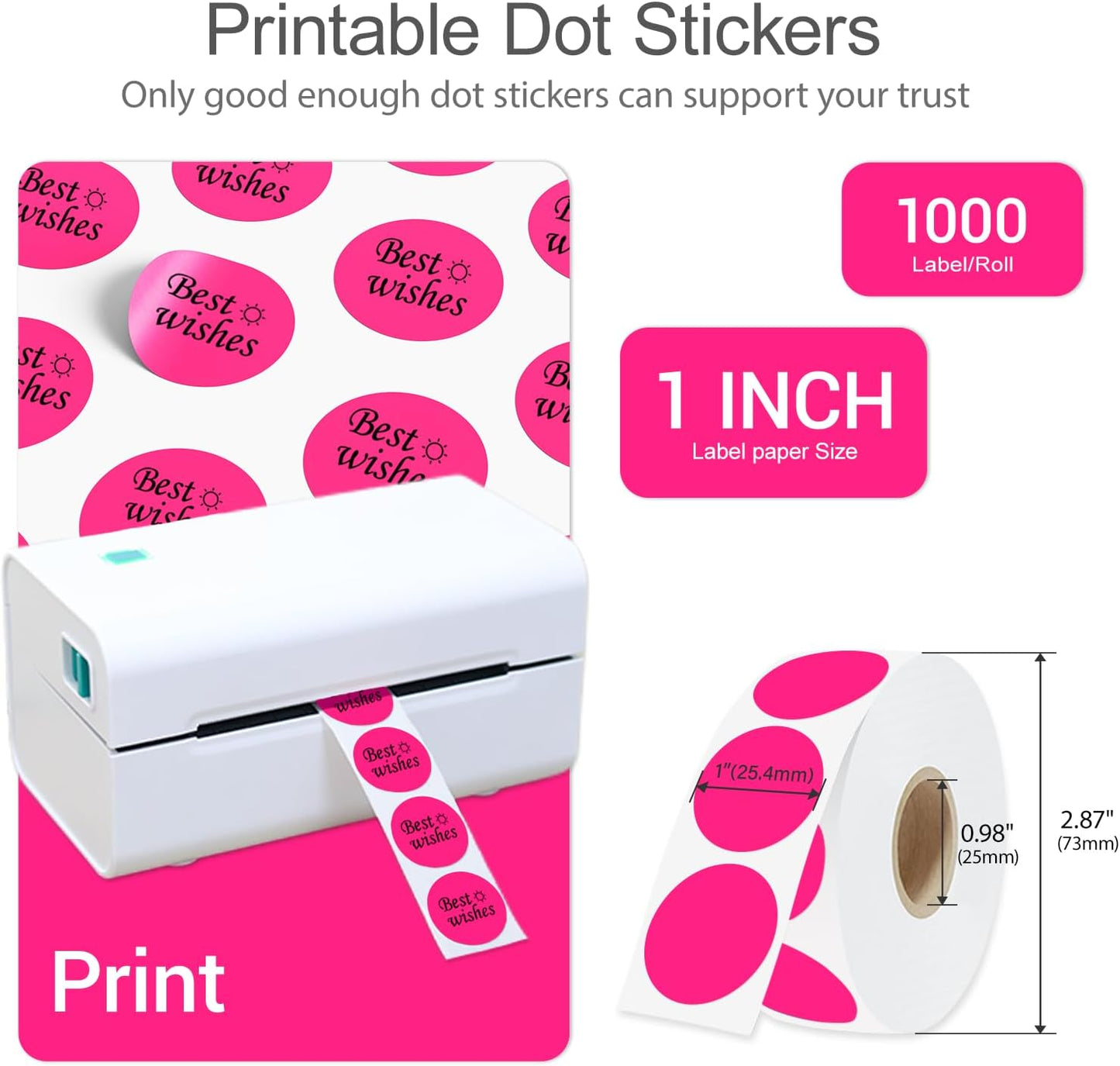 1 Inch Circle Dot Stickers 4000PCS Color Coding Thermal Labels Dots Writable Printable Small Round Stickers for Office, Classroom, Inventory, Garage, Organizing Storage, 4 Colors Mixed Color