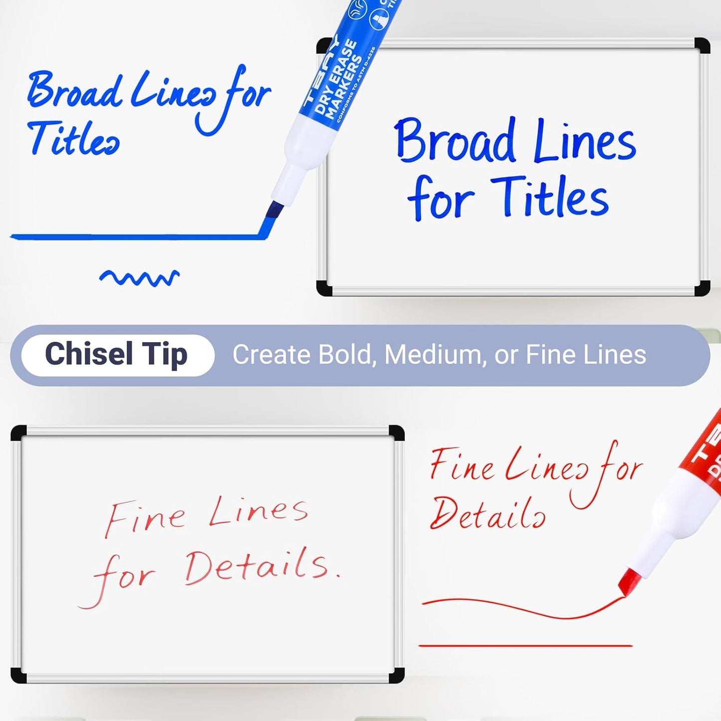 Tbay Dry-Erase Markers - 36 Counts, Chisel Tip Whiteboard Markers for Office/School Supplies, Low Odor, 6 Assorted Colors