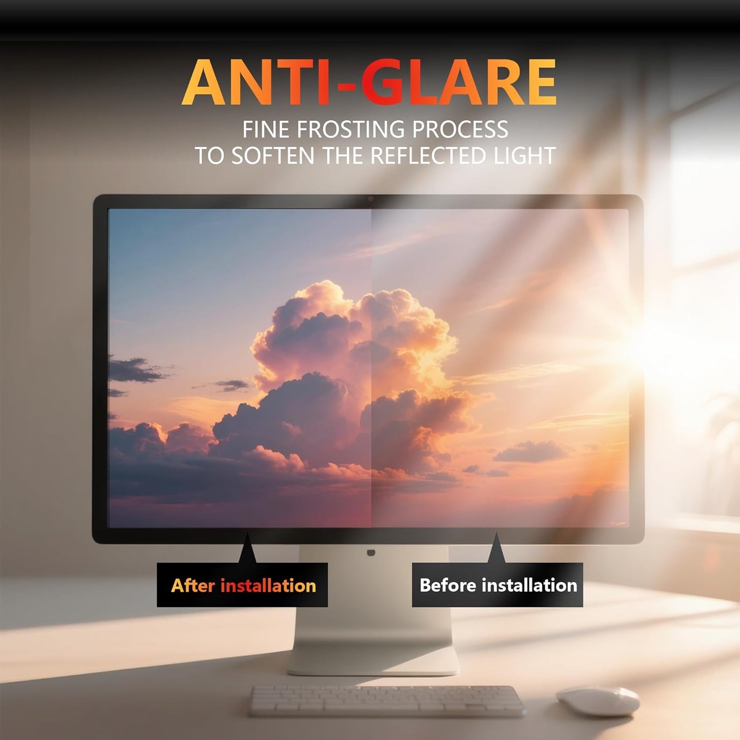 [2 Pack] 27 Inch Computer Monitor Privacy Screen for 16:9 Aspect Ratio - Privacy Shield and Anti-Glare Blue Light Protector Removable Eye Protection, Anti Spy Screen Protector Film