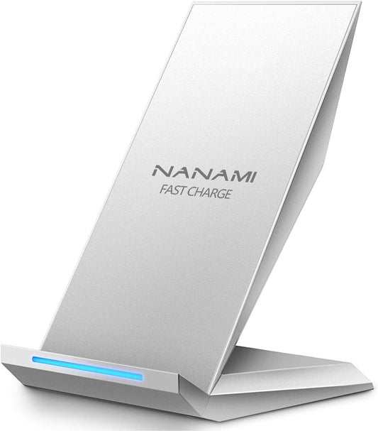 Fast Wireless Charger, NANAMI Qi Certified Wireless Charging Stand Compatible iPhone 17/17 Air/16/16 Plus/15/14/13/12, Desktop Charger for Samsung Galaxy S25/S24/S23/S22/S21 and Qi-Enabled Phone