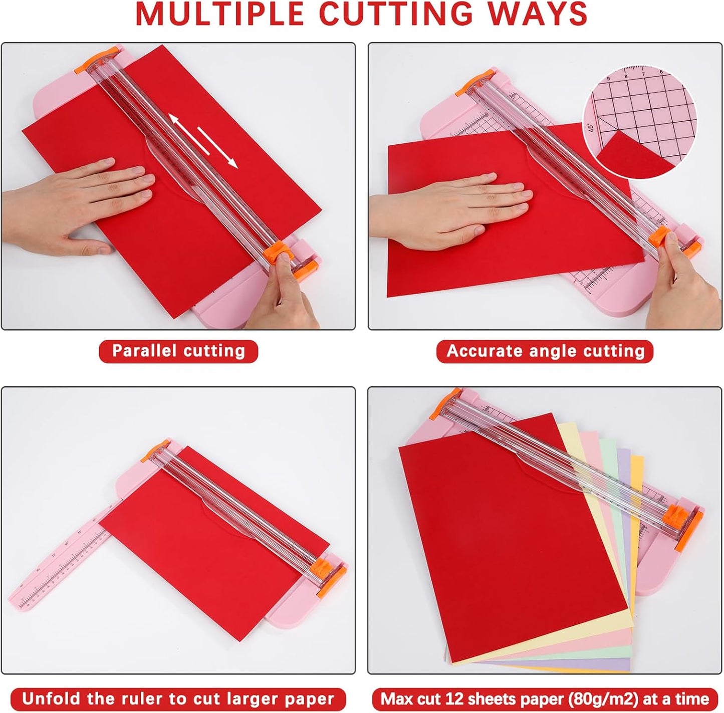A4 Paper Cutter -12 Inch Paper Trimmer with 2pcs Replacement Blades with Safeguard Side Rulerfor Cut Gift Card,Coupon,Label, Cardstock,Photo