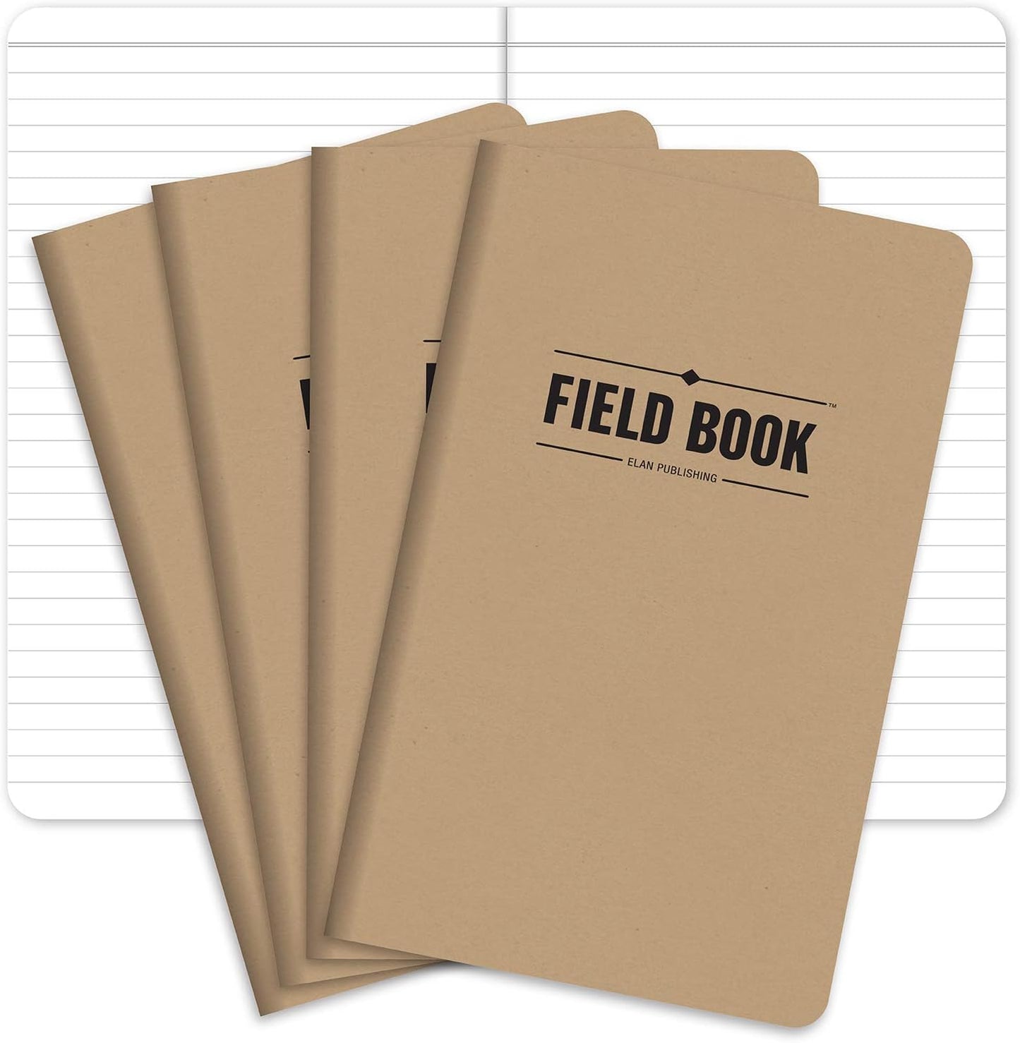 Elan Publishing Company Field Notebook/Journal - 5"x8" - Kraft - Lined Memo Book - Pack of 4