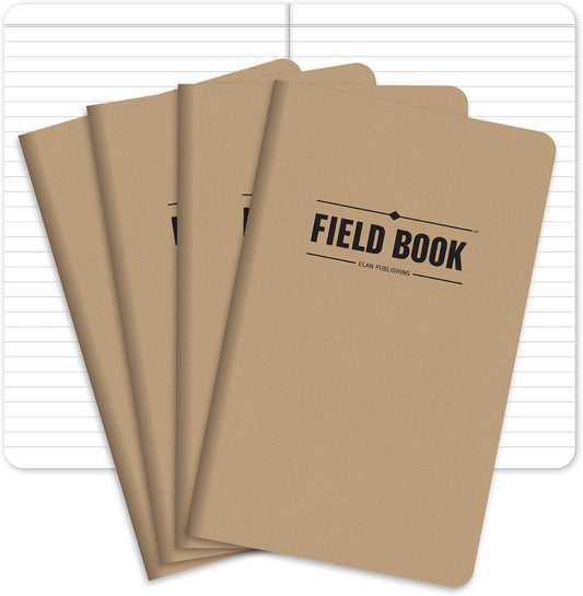 Elan Publishing Company Field Notebook/Journal - 5"x8" - Kraft - Lined Memo Book - Pack of 4