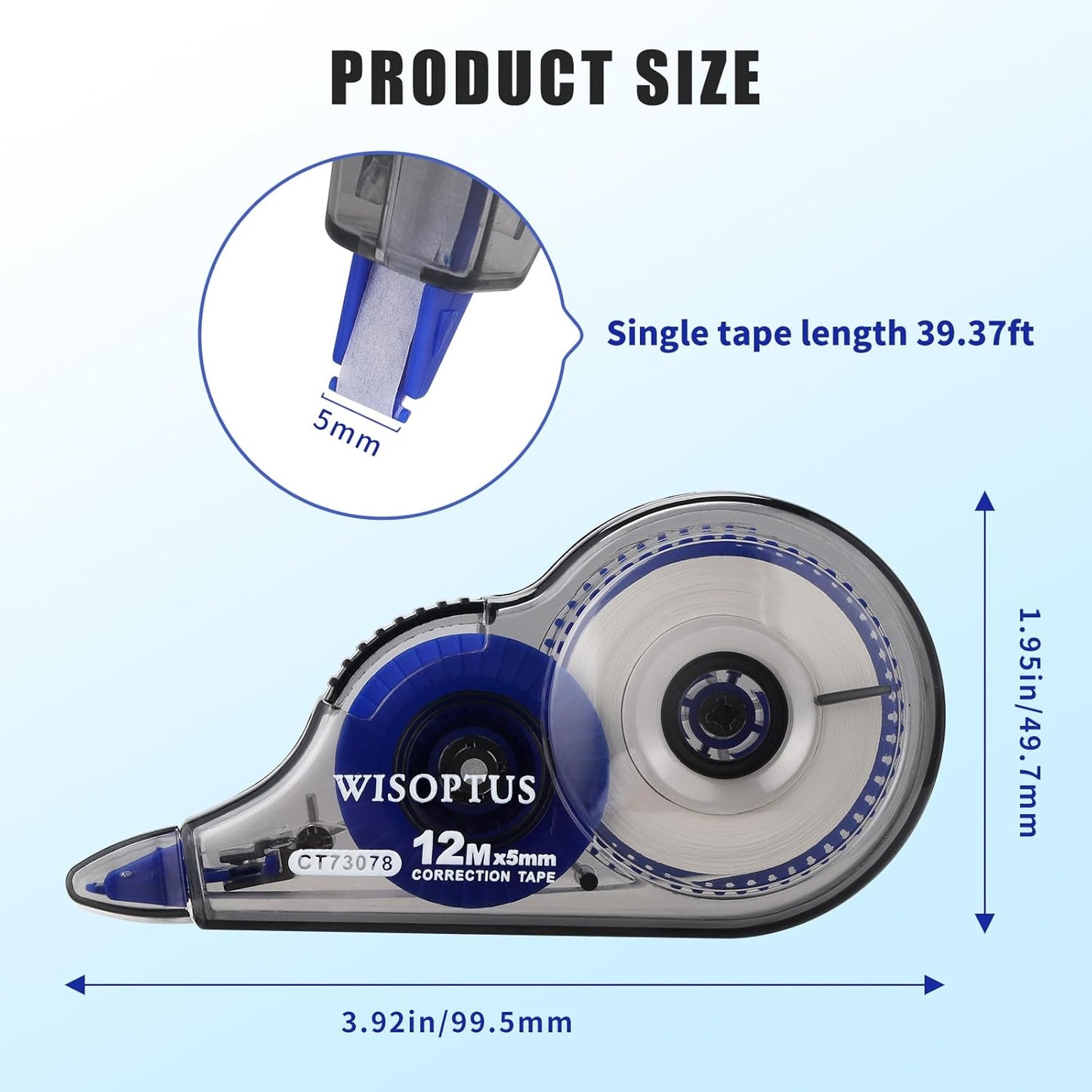 32PCS White Correction Tape with Dispenser, 39.37ft Each, Fast Clean and Easy-to-Use Tear-Resistant Correction Tape Office School Supplies, Blue/Orange