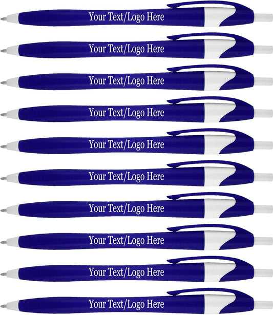 SyPen Personalized Pens With your Custom Logo or Text-500 Pack Bulk-for Businesses, Parties, and Events, Custom Printed Slim Ballpoint Click Pens, Blue Barrel Color, Black Ink