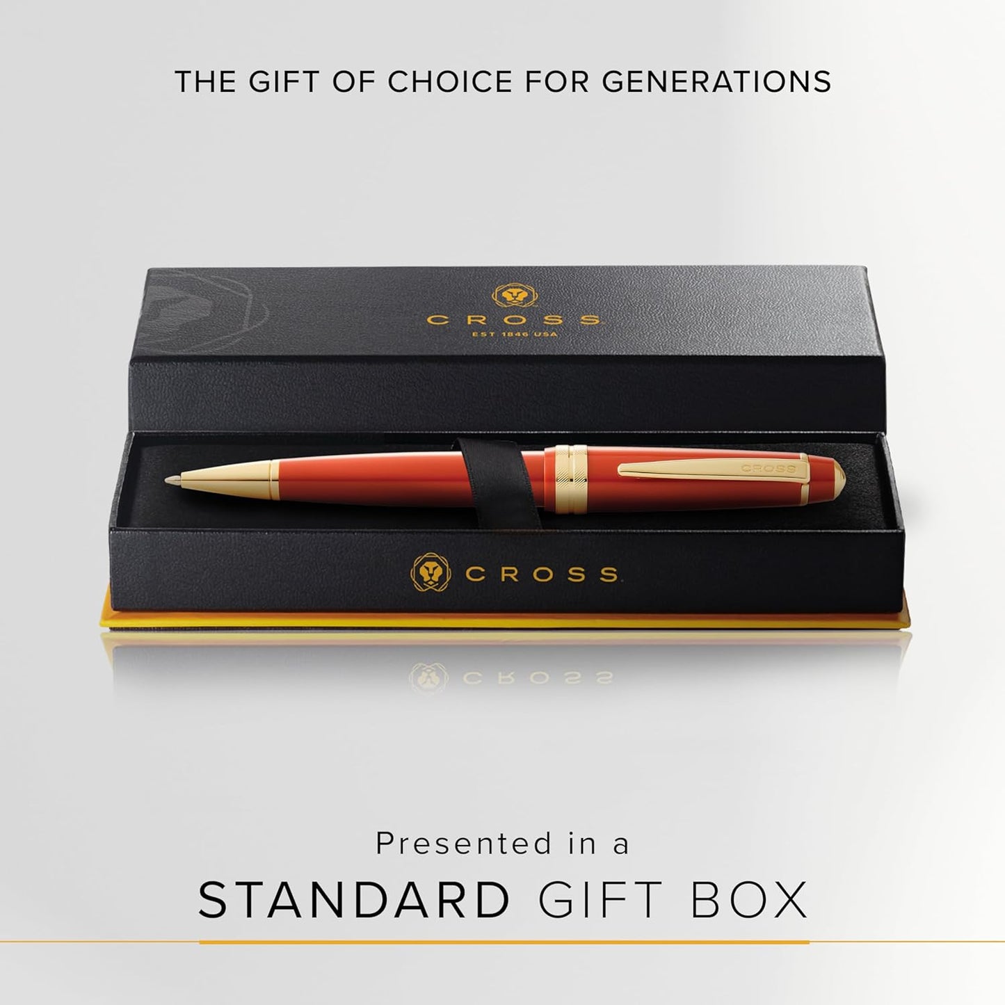 Cross Bailey Light Refillable Ballpoint Pen Presented in a Everyday Gift Box - Medium Point, Black Ink, Polished Amber