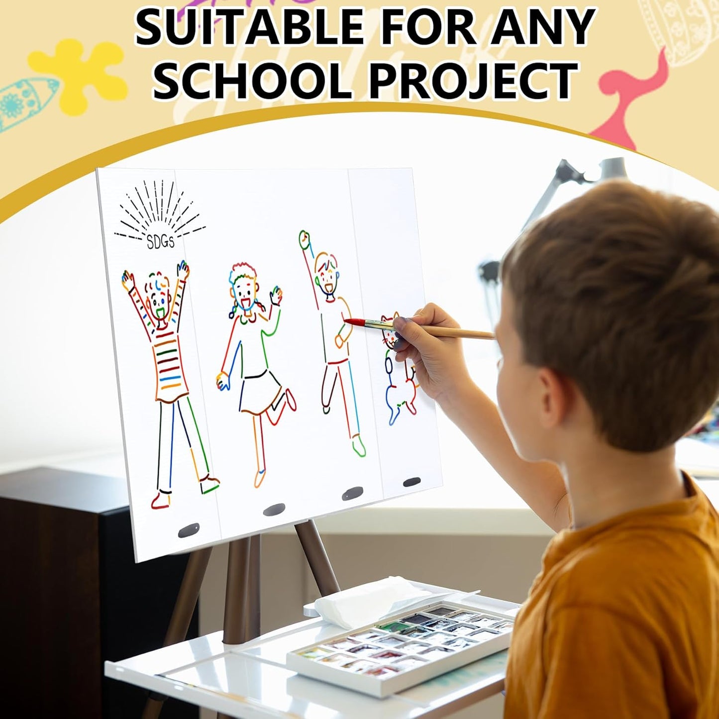 HAUTOCO 3 Pcs Small Trifold Poster Board 21 x 14 inches Tri Fold Presentation Boards White Corrugated Project Boards for Science Fair, School Project, Event Displays, Business