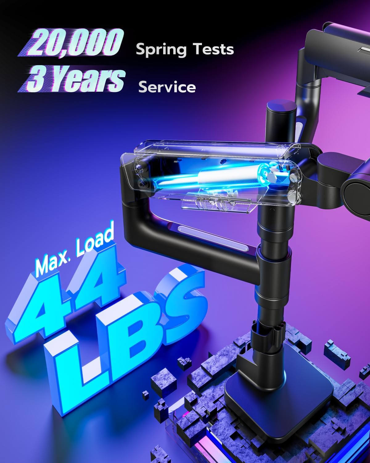 ARES WING Dual Monitor Mount for 17-49 Inch Ultrawide Heavy Duty Curved Screen, Computer Monitor Arm Desk Mount, Gas Spring Adjustable Vesa Stand, Black