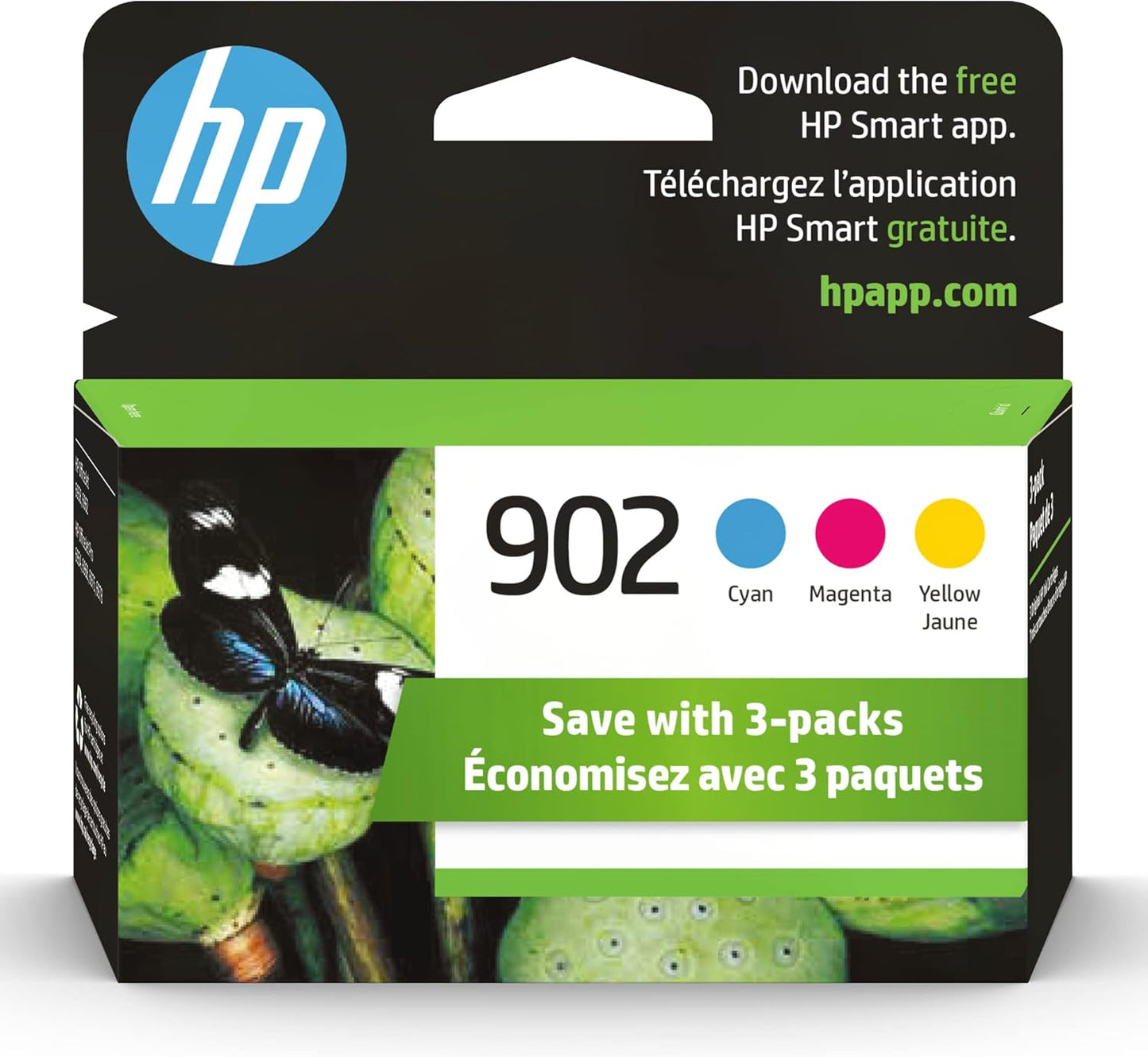 HP 902 Cyan, Magenta, Yellow Ink Cartridges for HP Printers | Works with Printer Series: OfficeJet 6950, 6960; OfficeJet Pro 6960, 6970 | Eligible for Instant Ink | T0A38AN