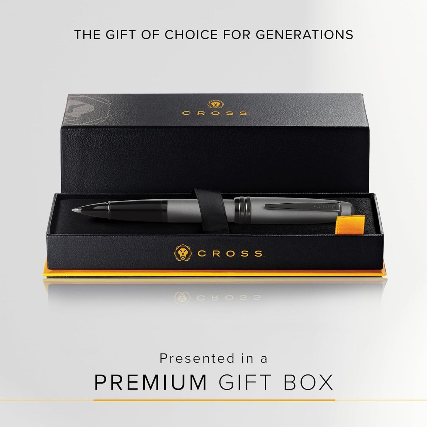 Cross Bailey Refillable Rollerball Pen Presented in a Premium Gift Box - Medium Point, Black Ink, Matte Gray