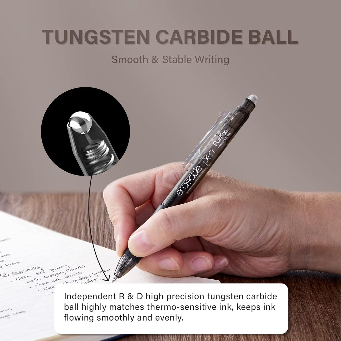 ParKoo Retractable Erasable Gel Pens Clicker Fine Point 0.7 mm, No Need for White Out, 4 Assorted Color Inks for Completing Sudoku and Crossword Puzzles, 12-pack