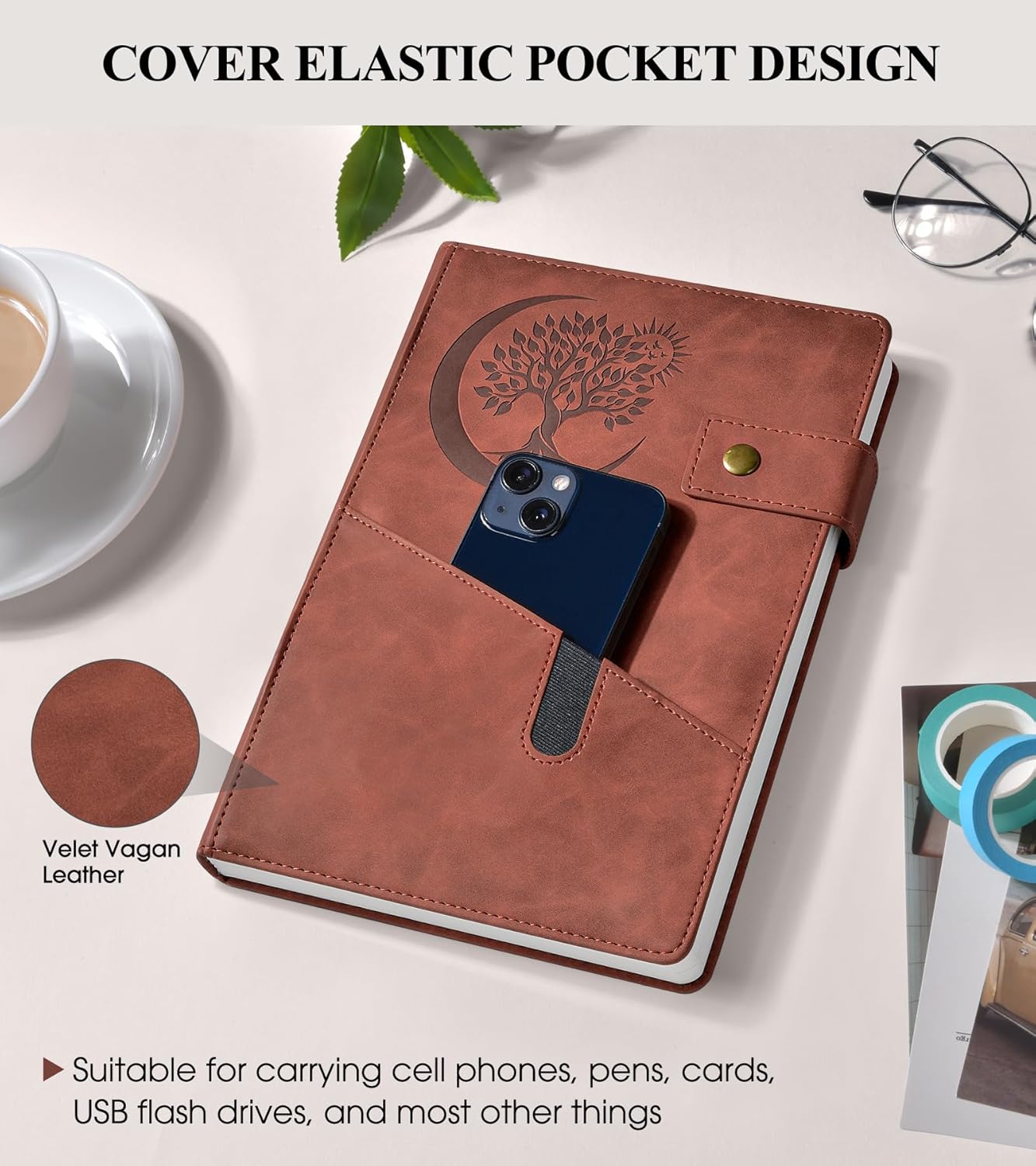 365 Page Thick Lined Journal Notebook for Men Women, B5 Large Leather Journals for Writing, Hardcover Notebooks for Work, School, Note Taking, Business, Travel Diary, College Ruled 7.6" x 10"