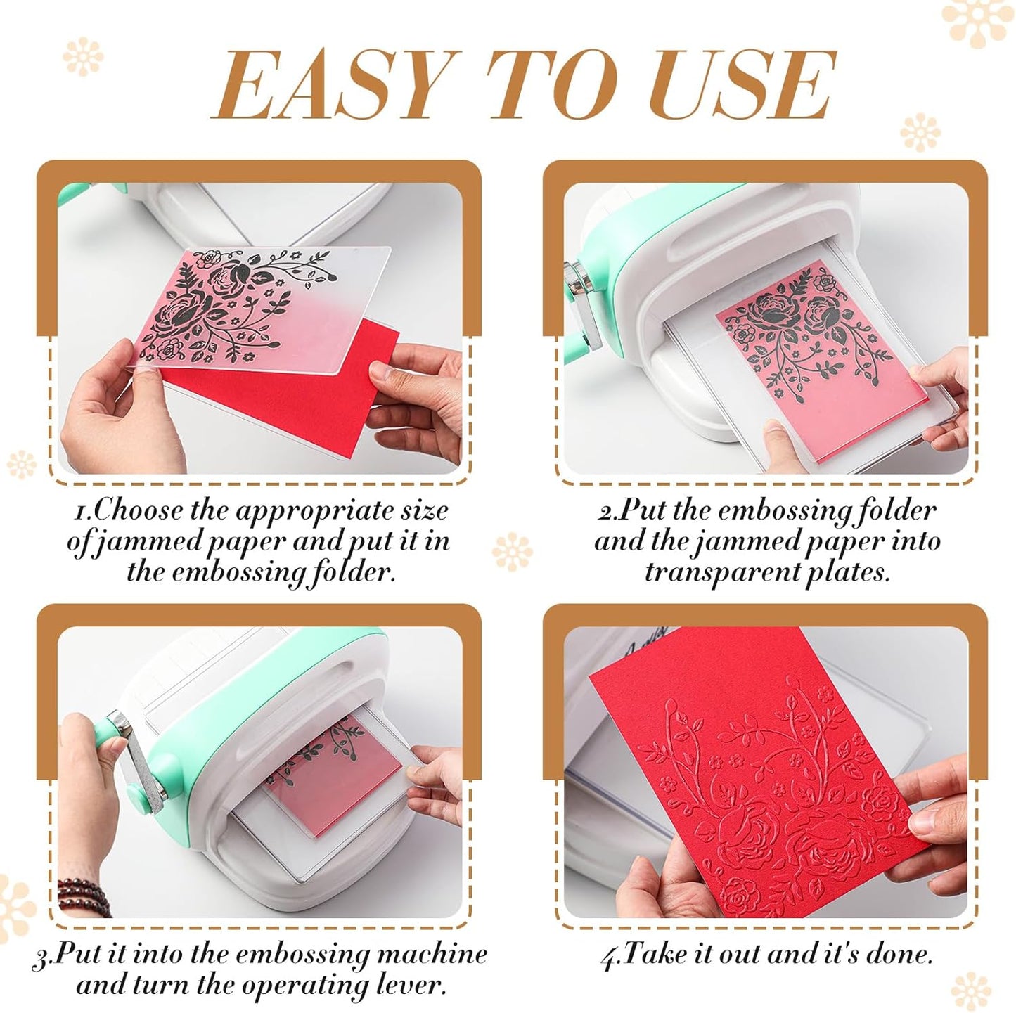 Geiserailie 8 Pieces Embossing Folders Embossing Machine Template Paper Card Heart Folders for Card Making DIY Flower Scrapbook Photo Album Craft Decoration 5.9 x 4.1 Inch(8 Pcs,Natural Style)