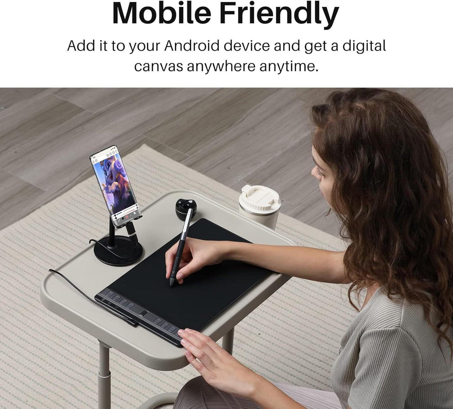 2023 HUION Inspiroy 2 Large Drawing Tablet, 10x6inch Art Tablet with Scroll Wheel 3-Set 8 Customized Keys Battery-Free Stylus, Graphics Tablet for Drawing, Design, Work with Mac, PC & Mobile, Black