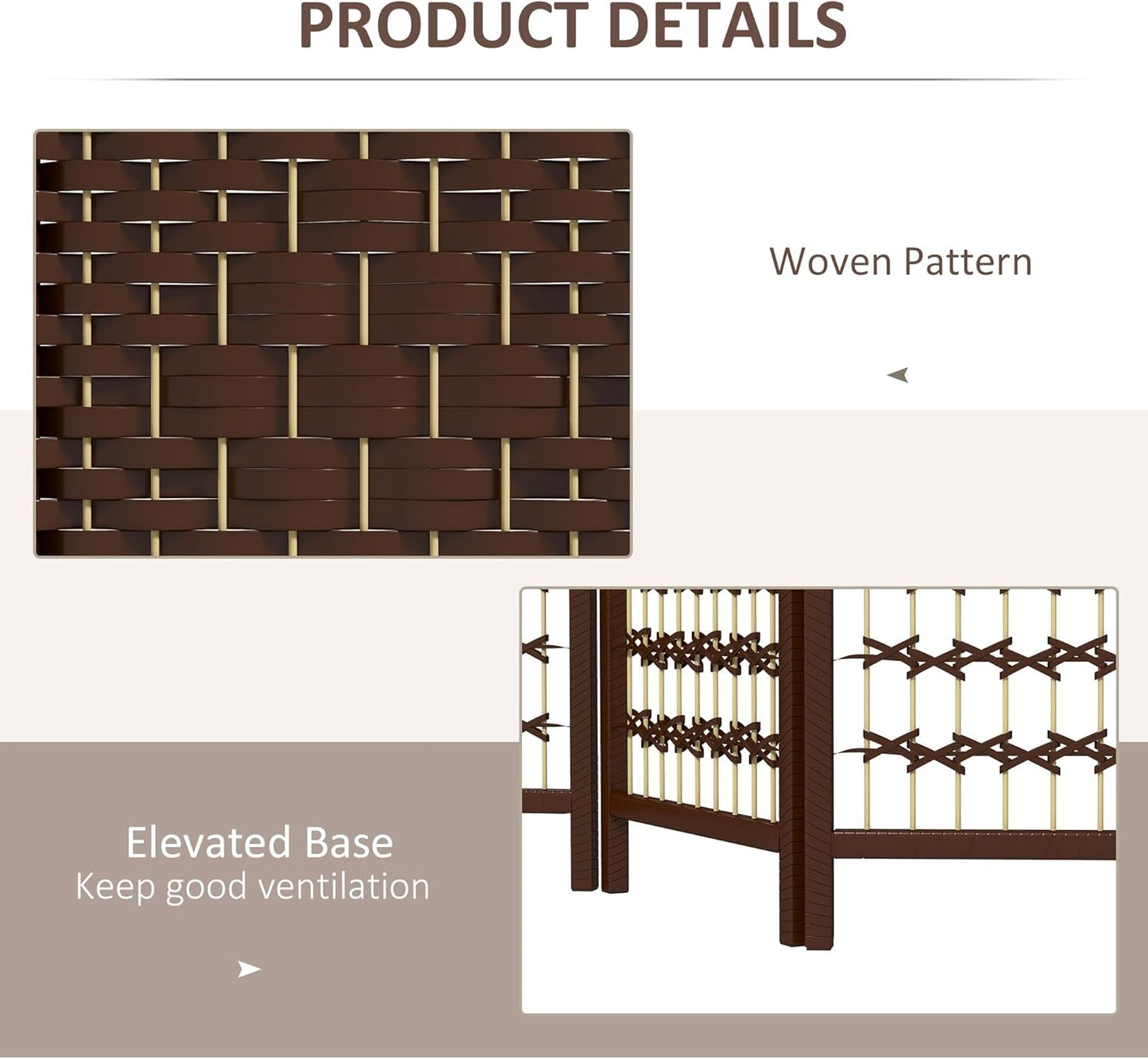 HOMCOM 6 Panel Room Divider, Folding Privacy Screen, 5.6' Room Separator, Wave Fiber Freestanding Partition Wall Divider, Brown