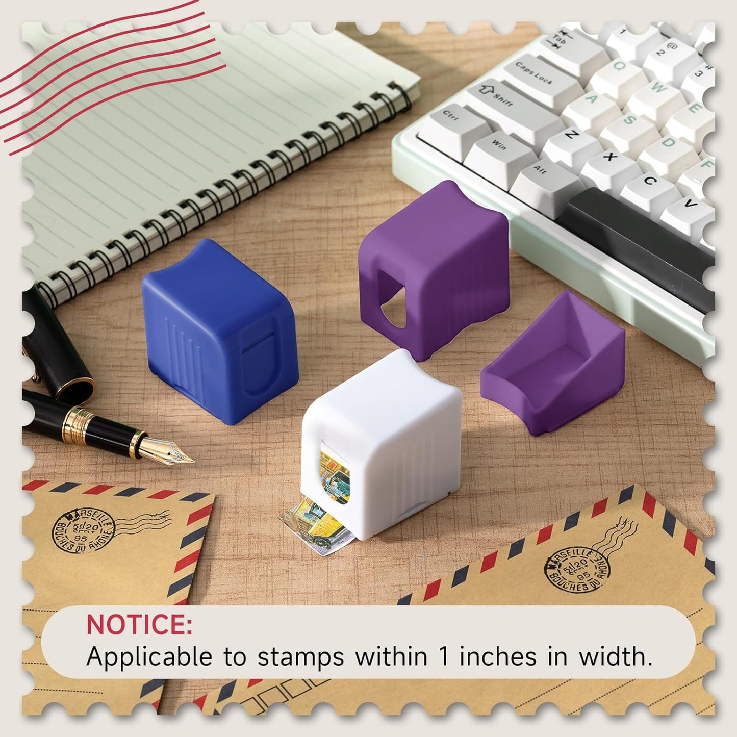 Maitys 6 Pcs Postage Stamp Dispenser for a Roll of 100 Stamps Lightweight Plastic Stamp Roll Holder for 100 Holder Organizer Forever Stamps Mailing Desk Table Home and Office Supplies (Multicolor)