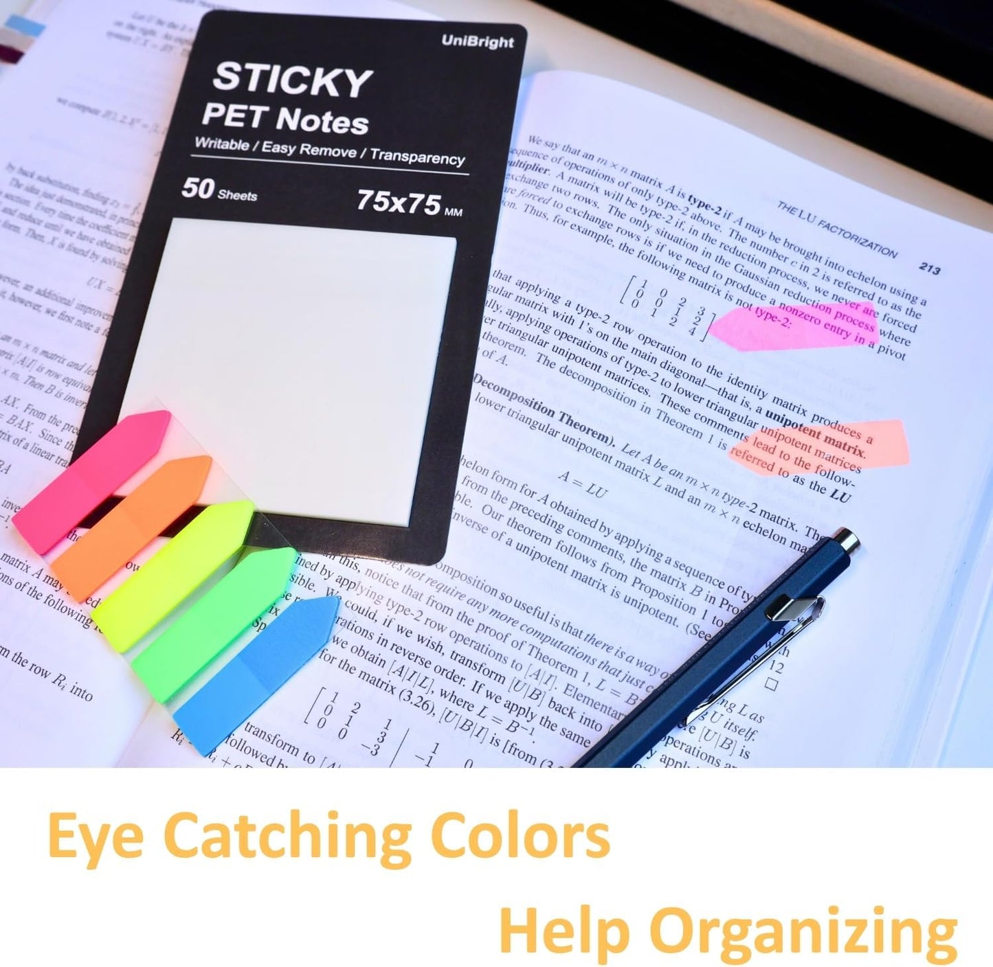 UniBright Sticky Arrow Flags and Transparent Sticky Notes Combo Pack 350 Pcs Tabs for Notebooks Page Markers Page Tabs Book Tabs Annotation Tabs and Clear Sticky Note Assorted Neon Colors