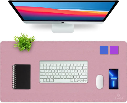K KNODEL Desk Mat, Blotter, Dual-Sided Office Desk Pad, Waterproof Desk Mat for Desktop, Desk Blotters, PVC Leather Pad Protector (Purple, 35.4" x 17")