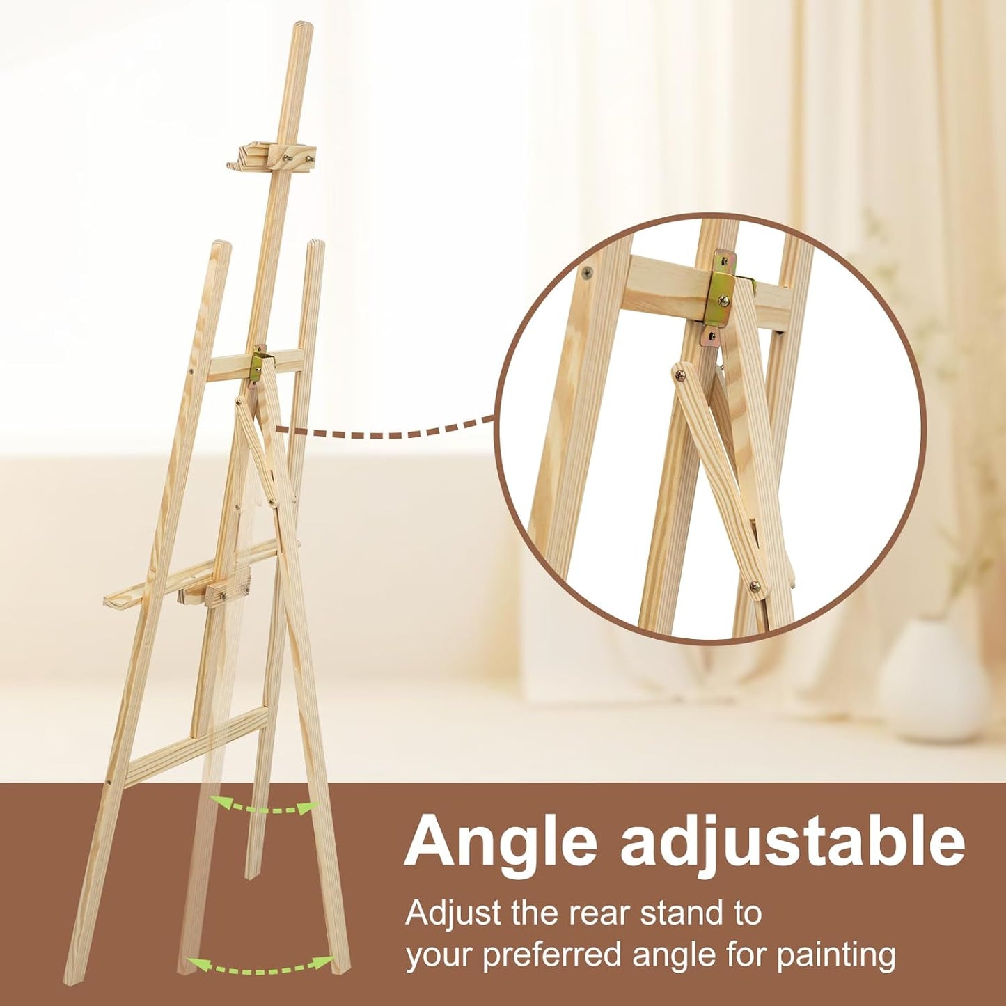 1Pcs Wooden Easel for Painting-Adjustable Easel Stand for Painting and Canvas, Holds Up to 42", Lightweight Pine Art Easel Stand, Large Easel for Painting for Beginners, and Artists
