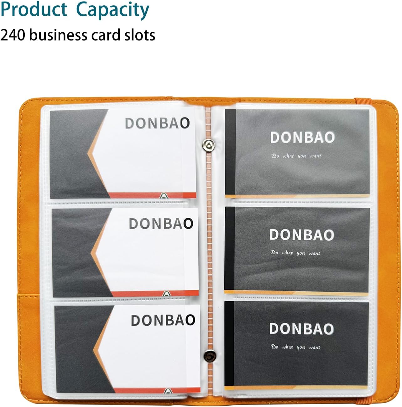 Leather Professional Business Card Holder Book Organizer, 240 Card Slots Capacity Booklet, Premium PU Name Cards Storage Folder with Soft Cover, Credit Card Binder Holder for Men/Women (Yellow)