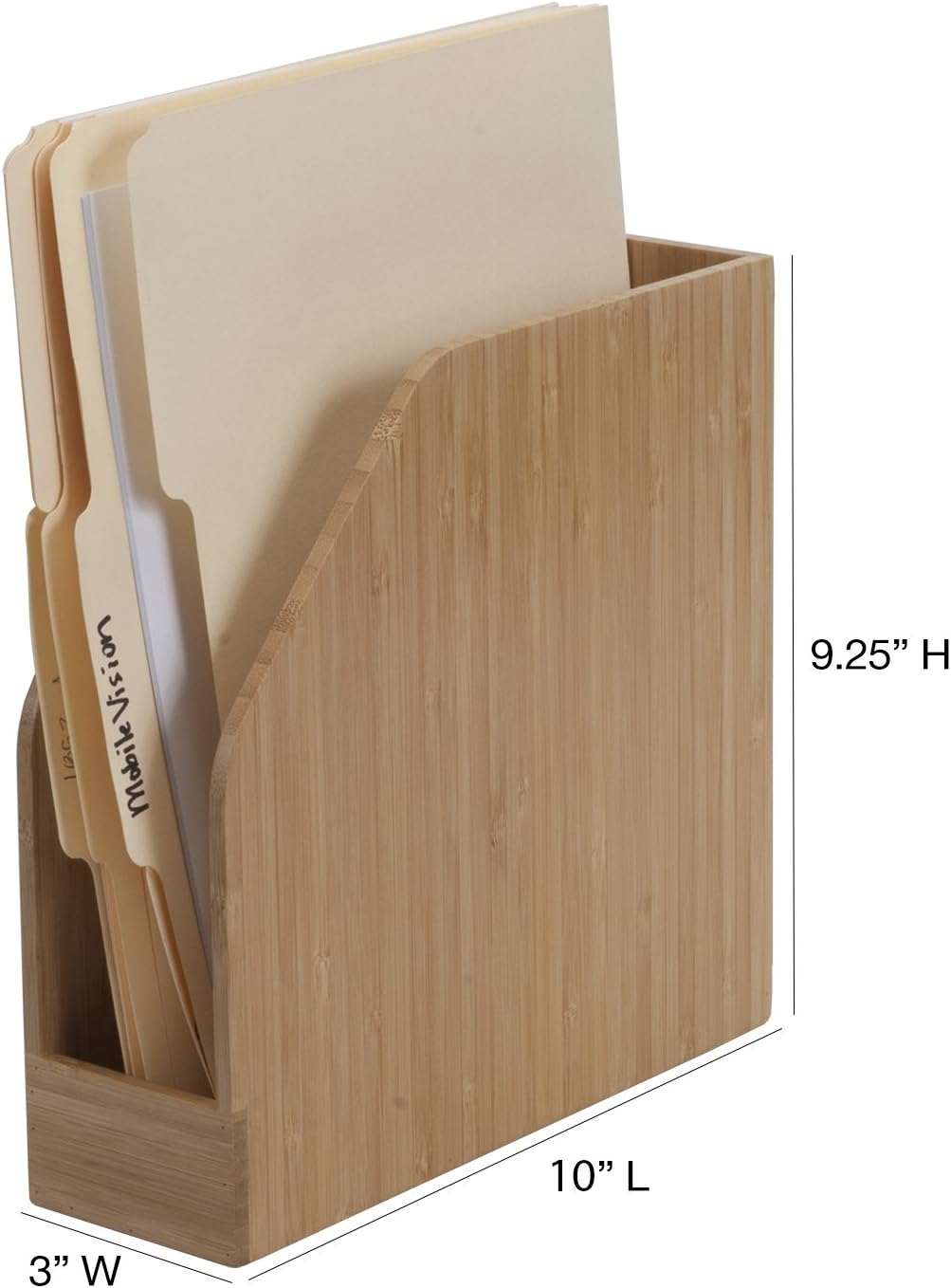 MobileVision Bamboo Vertical File Folder Holder & Office Product Organizer, Store Files, Magazines, Notepads, Books and more, 2 Pack Combo Set
