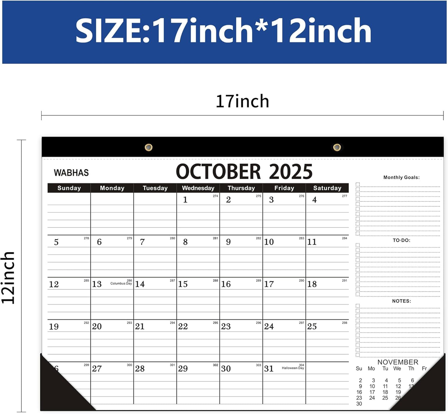 Desk Calendar 2026,October 2025 to March 2027, Desk Calendar 2025-2026 with to-do list,Calendar 2026-18 Months,2026 Calendar 17" x 12" for Home or Office.