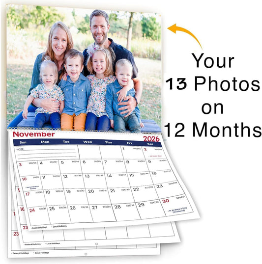 Custom Calendar 2026 for Home & Office - Print Your 13 Memories,Make Your Own Personalized Calendar Customized Christmas Gift &use your photo (Wall Calendar2, 11x17 Inch)