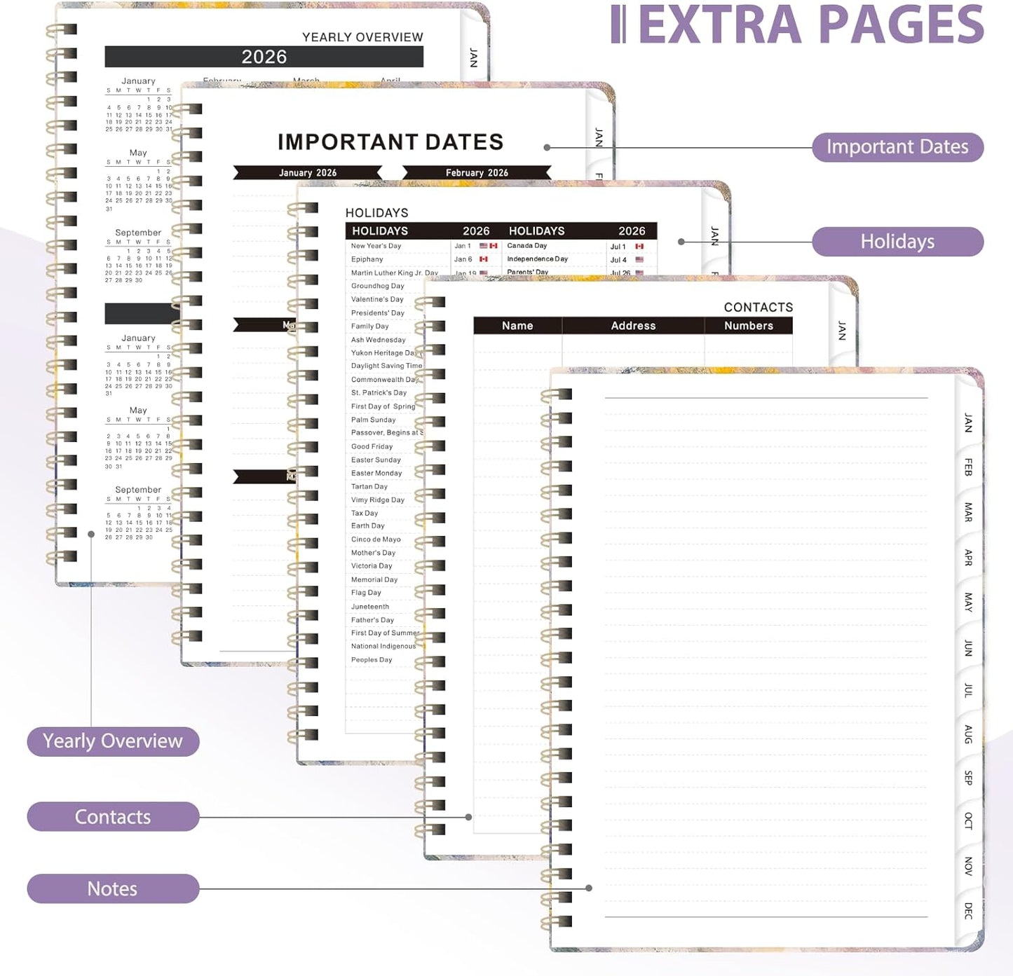 2026 Planner, Weekly and Monthly Calendar Agenda Book, Jan 2026 - Dec 2026, Hardcover Planning Academic Planner for Office School Supplies and Desk Accessories - A5 (6.3'' x 8.5'')