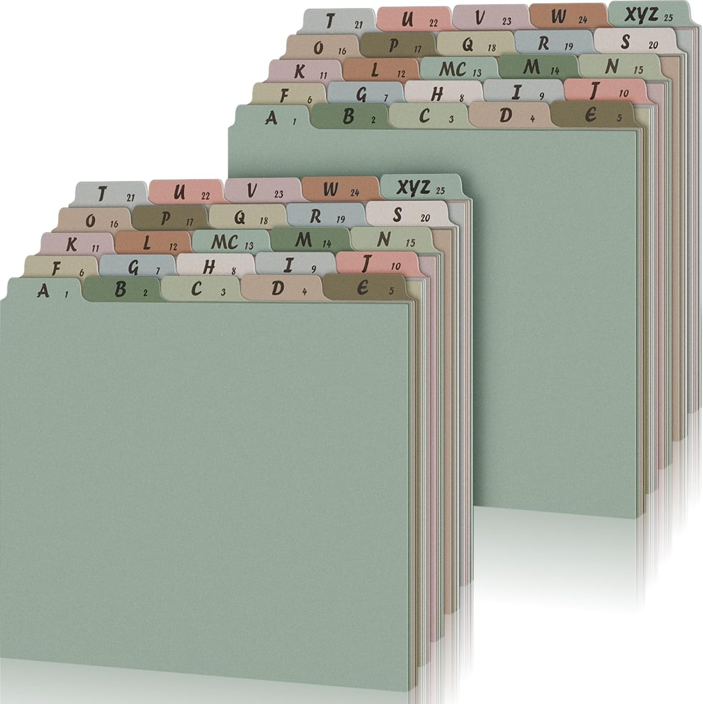 2 Set 50 Pcs Alphabet File Dividers Top Tab File Guides Set, Heavyweight A-z Letter Size Filing Cabinet Dividers 1/5 Cut Tab Desk Organizer for Work School Office(Morandi Color)