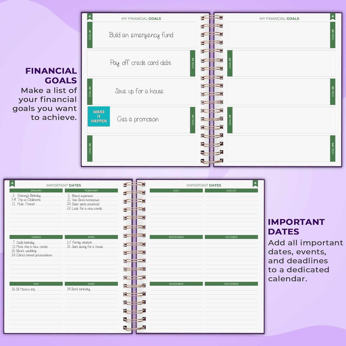 Clever Fox Budget Planner – Coiled Finance Book, Monthly Financial Journal, Budgeting Organizer & Expense Tracker Notebook, 8.5x9.5″ (Purple)