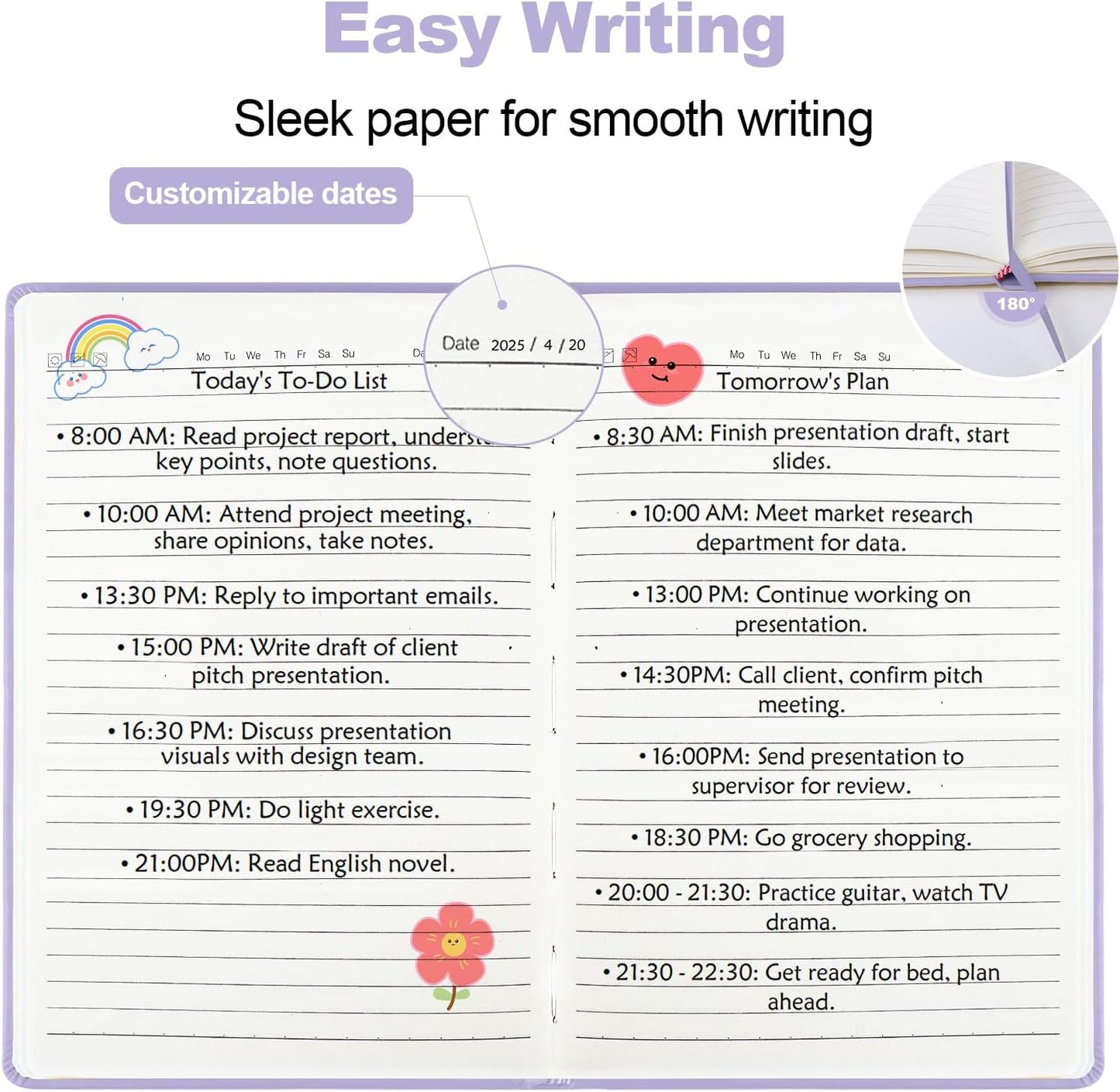 Lined Journal Notebook for Women Men,5.5"x8.3",100 GSM Thick Paper, A5 Hardcover Leather Journaling Notebooks for Writing,Travel,Work & School,College Ruled Notebooks for Note Taking Diary(Purple)