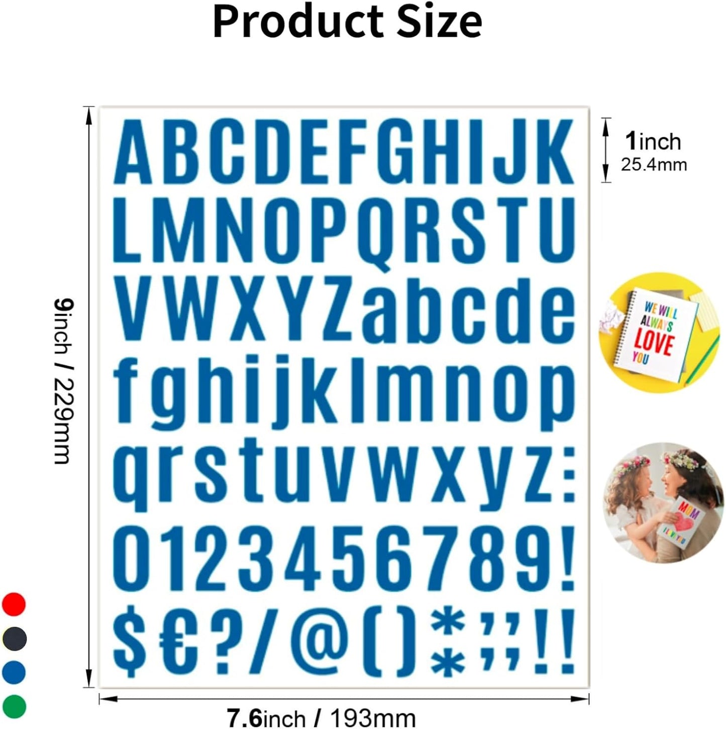 10 Sheets Letter & Number Stickers, Alphabet & Mailbox Numbers - 1 inch Vinyl Self-Adhesive, Cup Labels & Party Decoration (Blue)