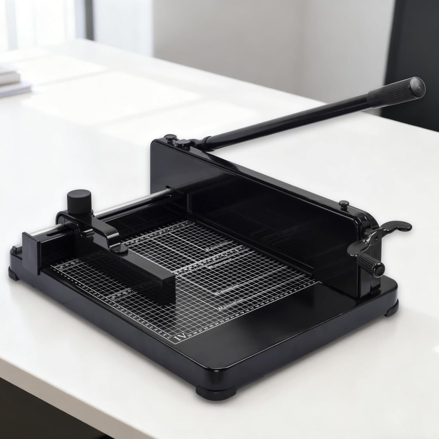 Heavy Duty Paper Cutter for A4 Paper, Guillotine Paper Cutter 12 Inch, 400 Sheet Capacity, Solid Steel Construction, Black