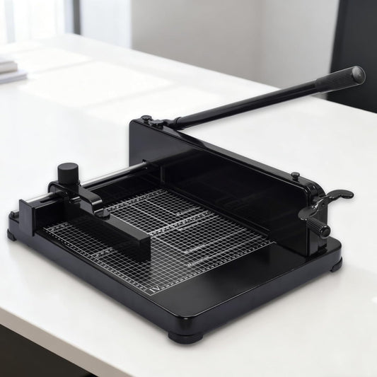 Heavy Duty Paper Cutter for A4 Paper, Guillotine Paper Cutter 12 Inch, 400 Sheet Capacity, Solid Steel Construction, Black