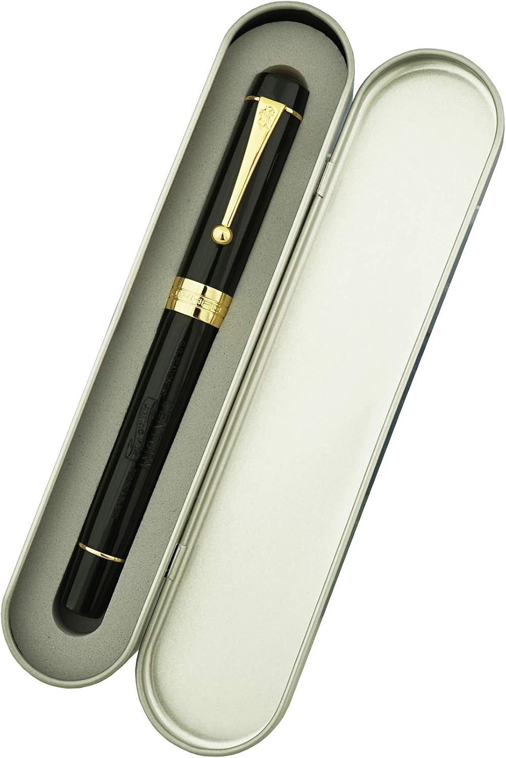 Jinhao 100 Fountain Pen Celluloid Classic Style, #6 Nib Smooth Writing Instrument with Refillable Converter and Pen Case Set