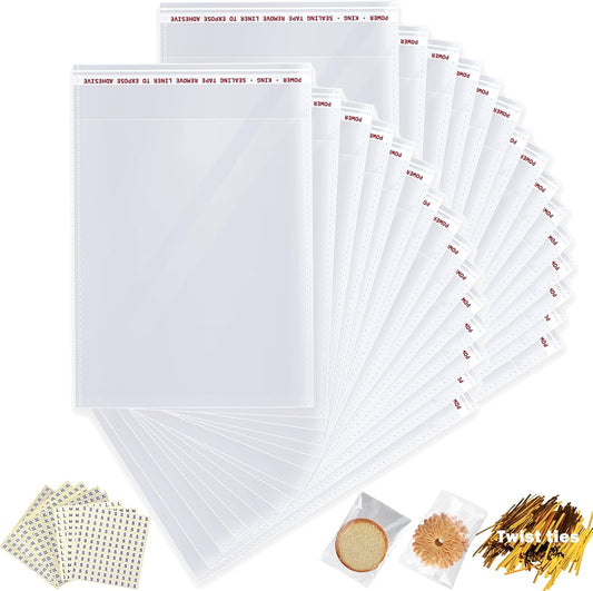 10" x 13" Large Clear Resealable Cellophane Bags 500 pcs Self-sealing Clear Plastic Cello Bags for Packaging Products Self-adhesive for Clothes, T-shirts, Pants and Gifts, 500 ct in Bulk