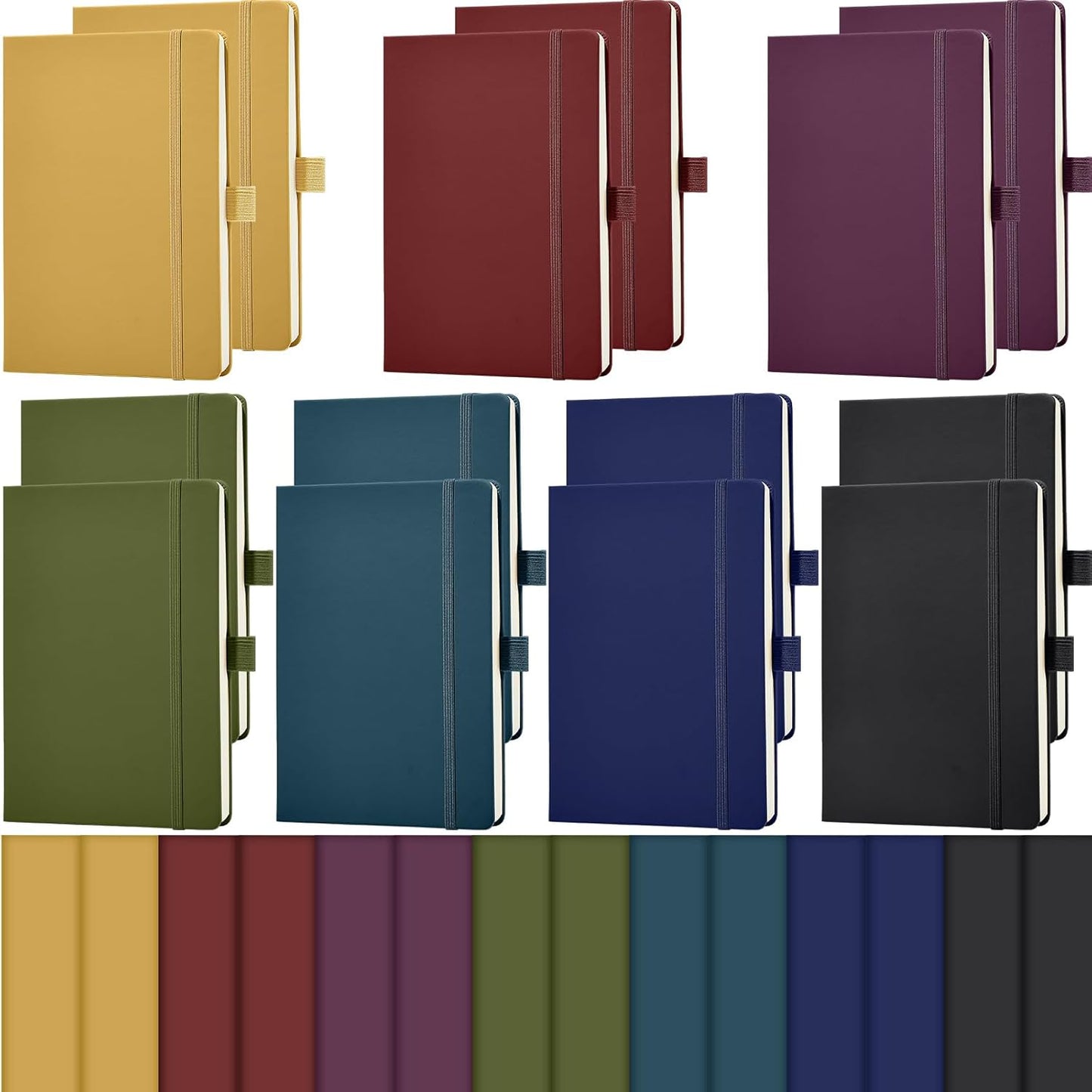 Laumoi 14 Pack Lined Journal Notebooks 5.5 x 8.2 Inch A5 Hardcover Notebook College Ruled Notepad with Pen Holder PU Leather Ruled Lined Journals for School Business Work Writing(Retro Color)