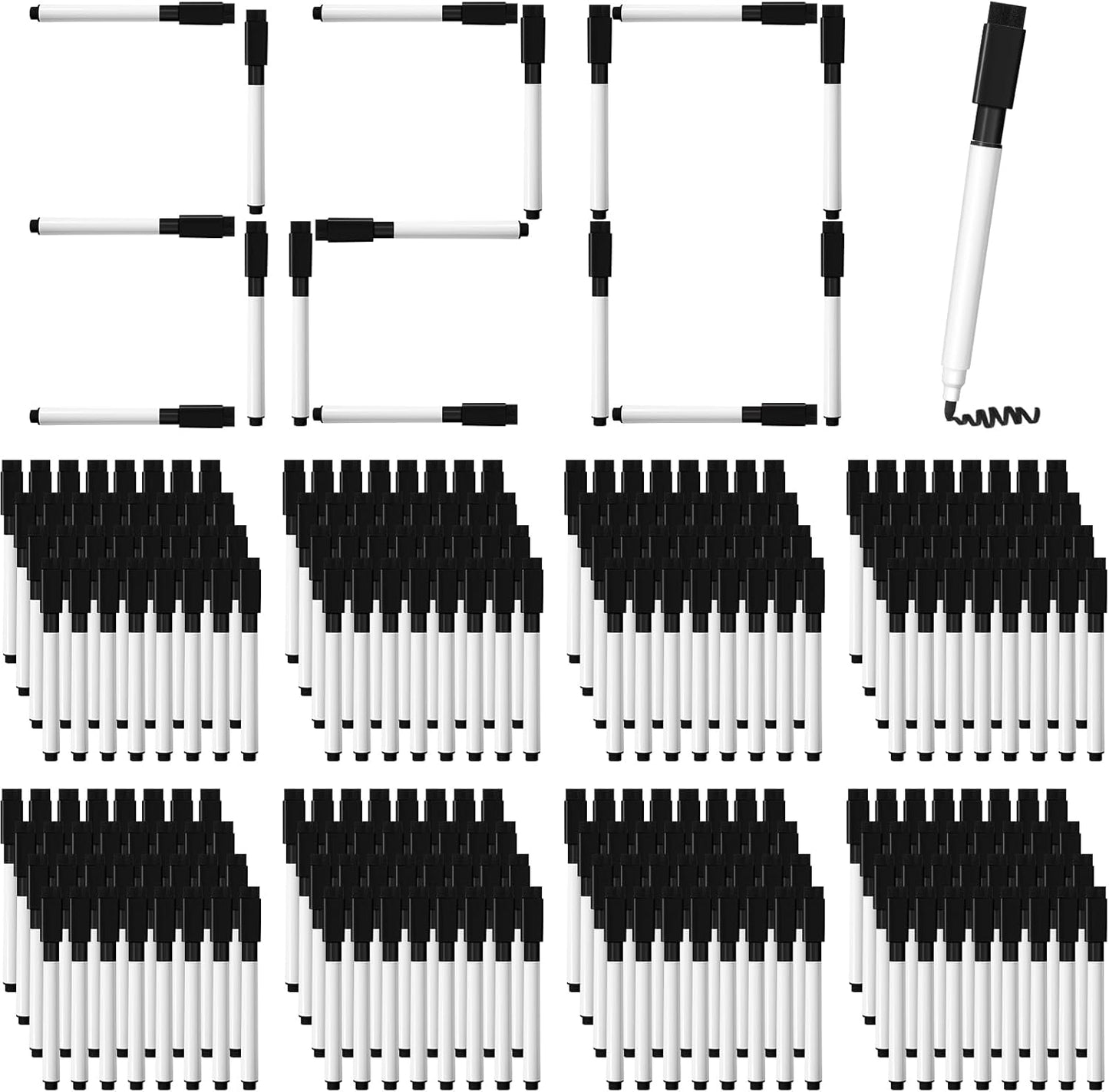 Kosiz 320 Pcs Magnetic Dry Erase Markers, Back to School Whiteboard Multicolor Marking Pens with Fine Point Tip, Erasable Caps, Ideal for Whiteboard Dry Erase Boards School Office Home(Black)