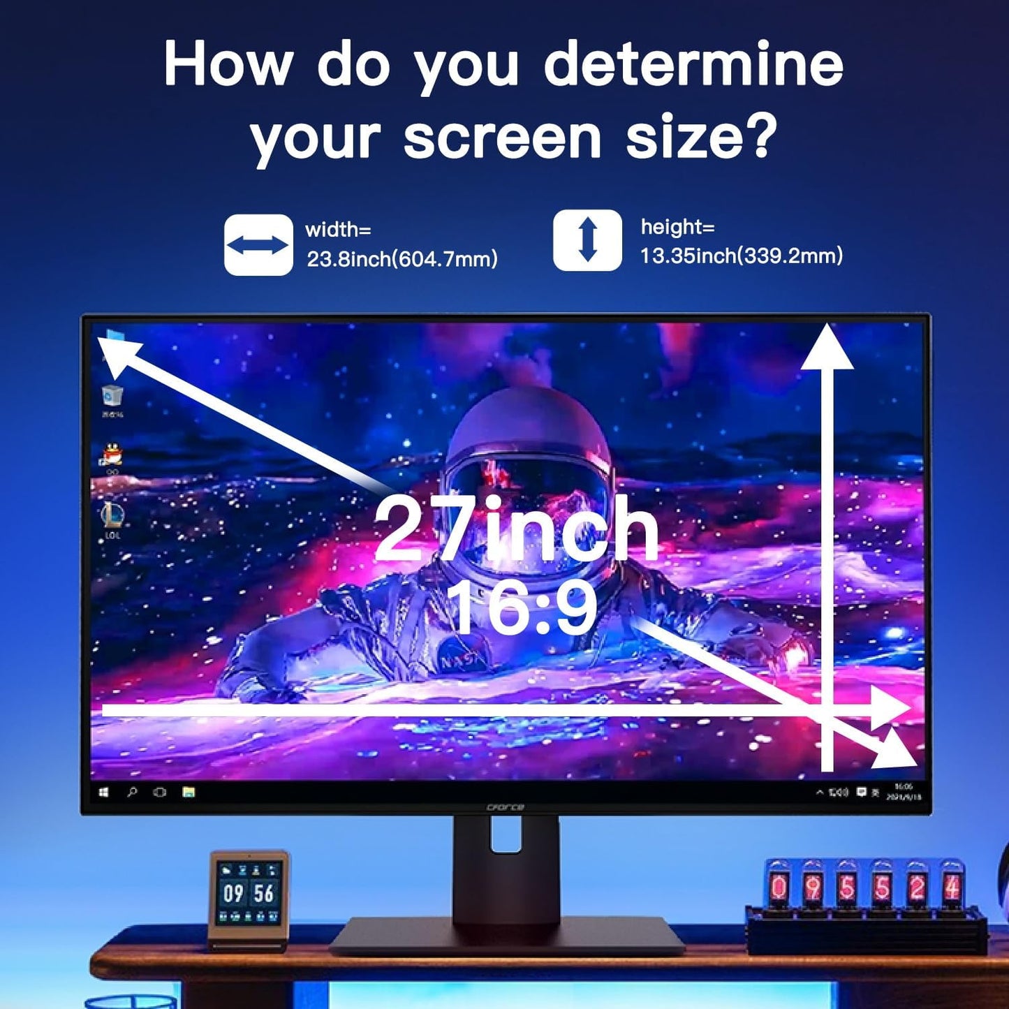 27 Inch Magnetic Hanging Computer Privacy Screen for 16:9 Widescreen Monitor, Removable Privacy Screen Anti Glare Blue Light Computer Screen Privacy Shield, Anti-Scratch 27 in Protector Film