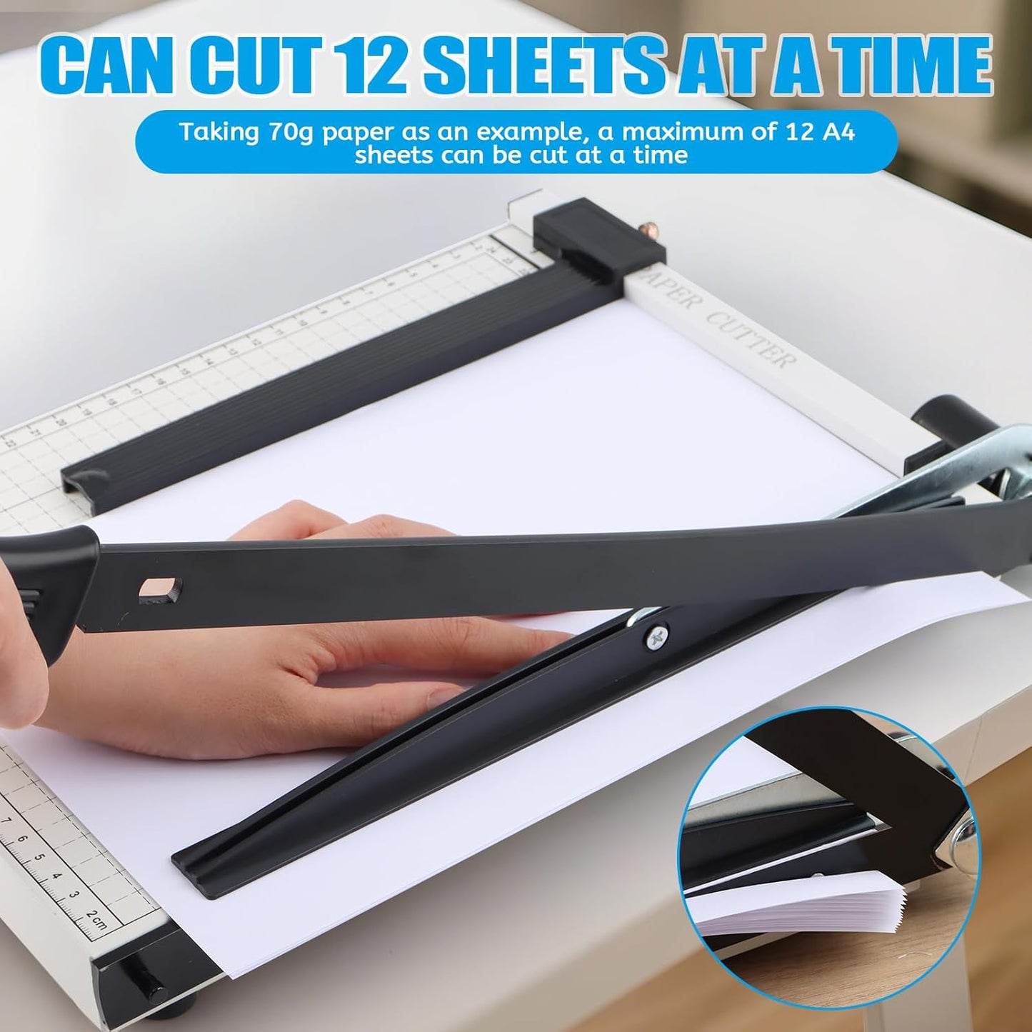 12" Guillotine Paper Cutter, Heavy Duty Paper Trimmer Cutter 12-Sheet Capacity Trimmer with Corner Rounder for Cardstock, Photos, Cardboard, Crafts