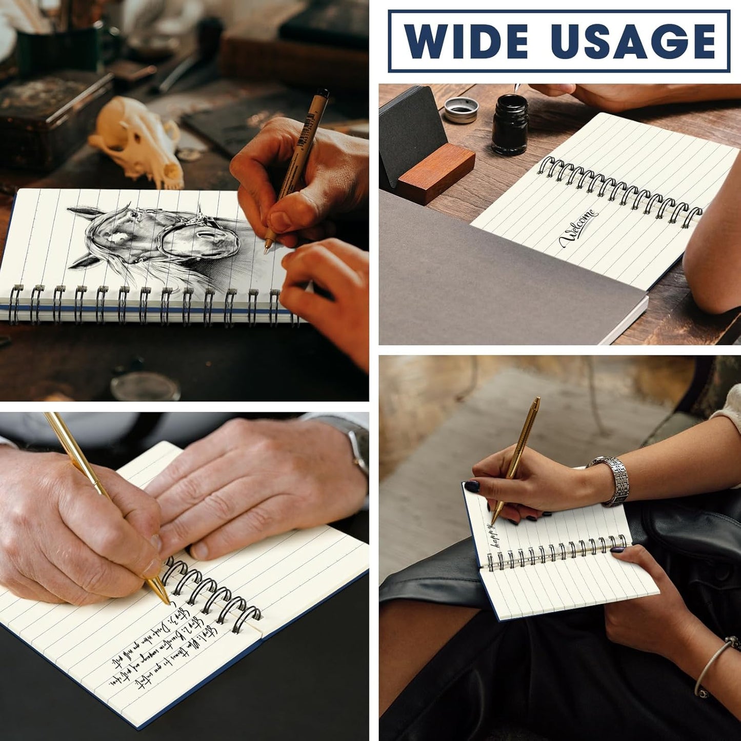 Jutom 4 Pcs Small Spiral Notebooks Memo Pads 3x5 Bulk Small Pocket Notebooks Mini Notepads with Lined Pages Mini Journals for Office Back to School Work Writing Supplies, 120 Pages (Dark Blue)