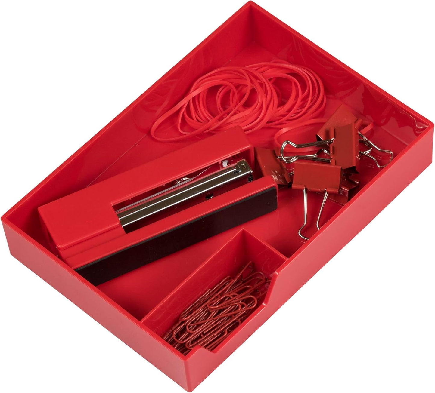 JAM Paper Stackable Half Desk Trays - Red - Office & Desk Supply Organizer Top Tray - Sold Individually