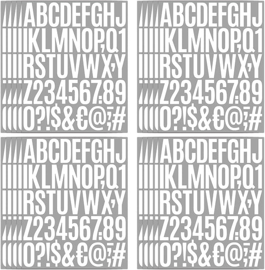 1000 Pcs 2 Inch Waterproof Letter Stickers - Self-Adhesive Vinyl Includes 20 Sheets of Alphabet, Numbers & Symbols for Mailbox, Door, Window, Address, Business Signs, Vehicles & More (White)