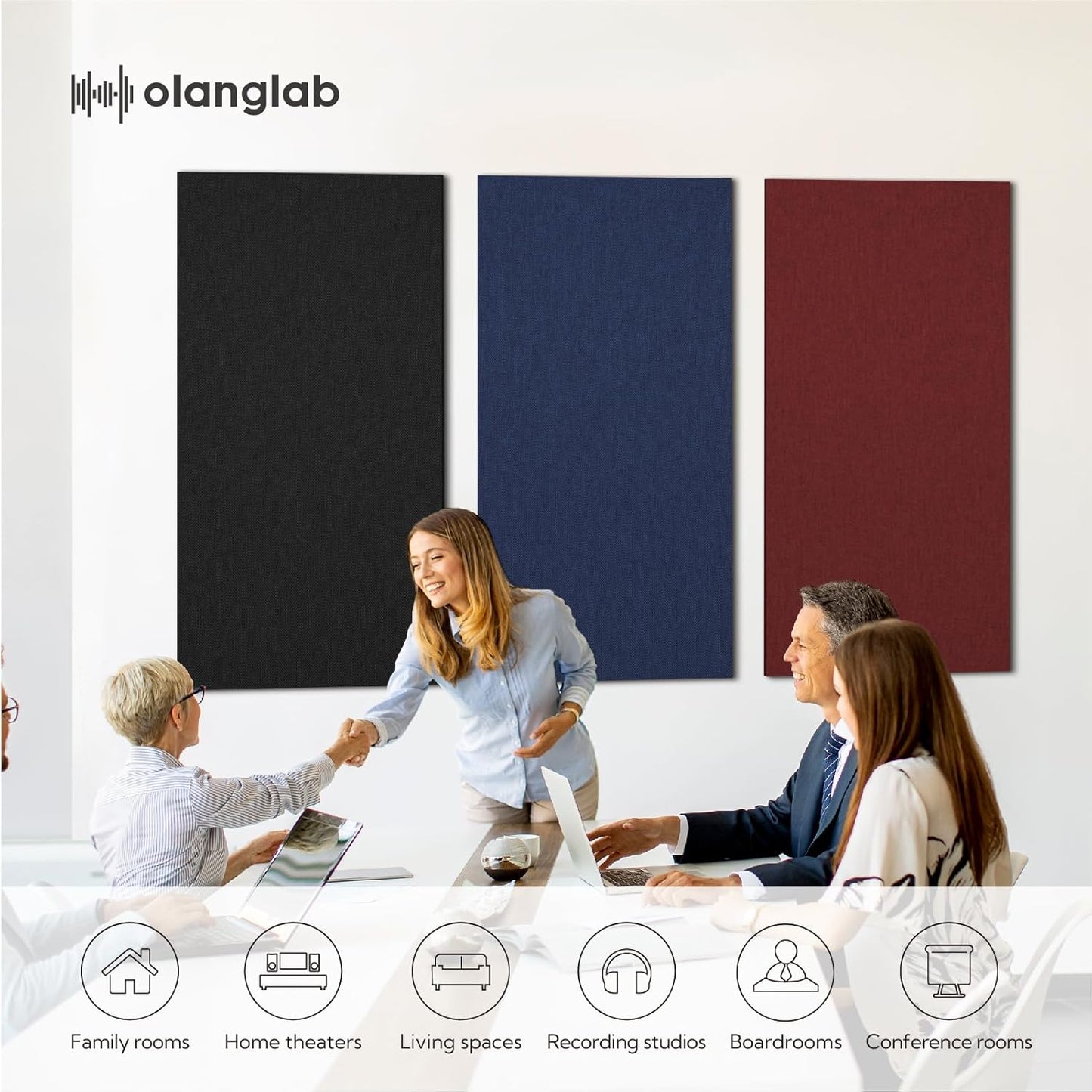 Olanglab Acoustic Panels 2 Pack, 48''x24'' Large Sound Panels, Fabric Wrapped Sound Proof Foam Panels for Walls, Sound Absorbing Panels for Recording Studio Acoustical Treatments (Burgundy)