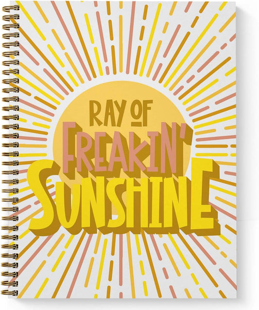 Ray Of Freakin Sunshine Spiral Notebook / 8.5" x 11" Journal / 120 College Ruled Pages/Durable Gloss Laminated Softcover/Gold Wire-o Spiral Binding/Made in the USA
