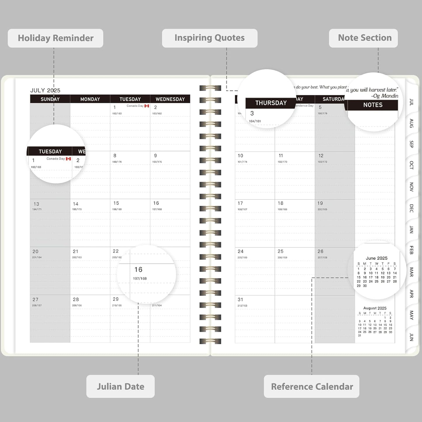 Planner 2025-2026, Weekly and Monthly Calendar Academic Planner (July 2025 - June 2026), Hardcover Teacher School Student Agenda with Tabs, Ideal for School Office Supplies, A5 (6.3" x 8.5")